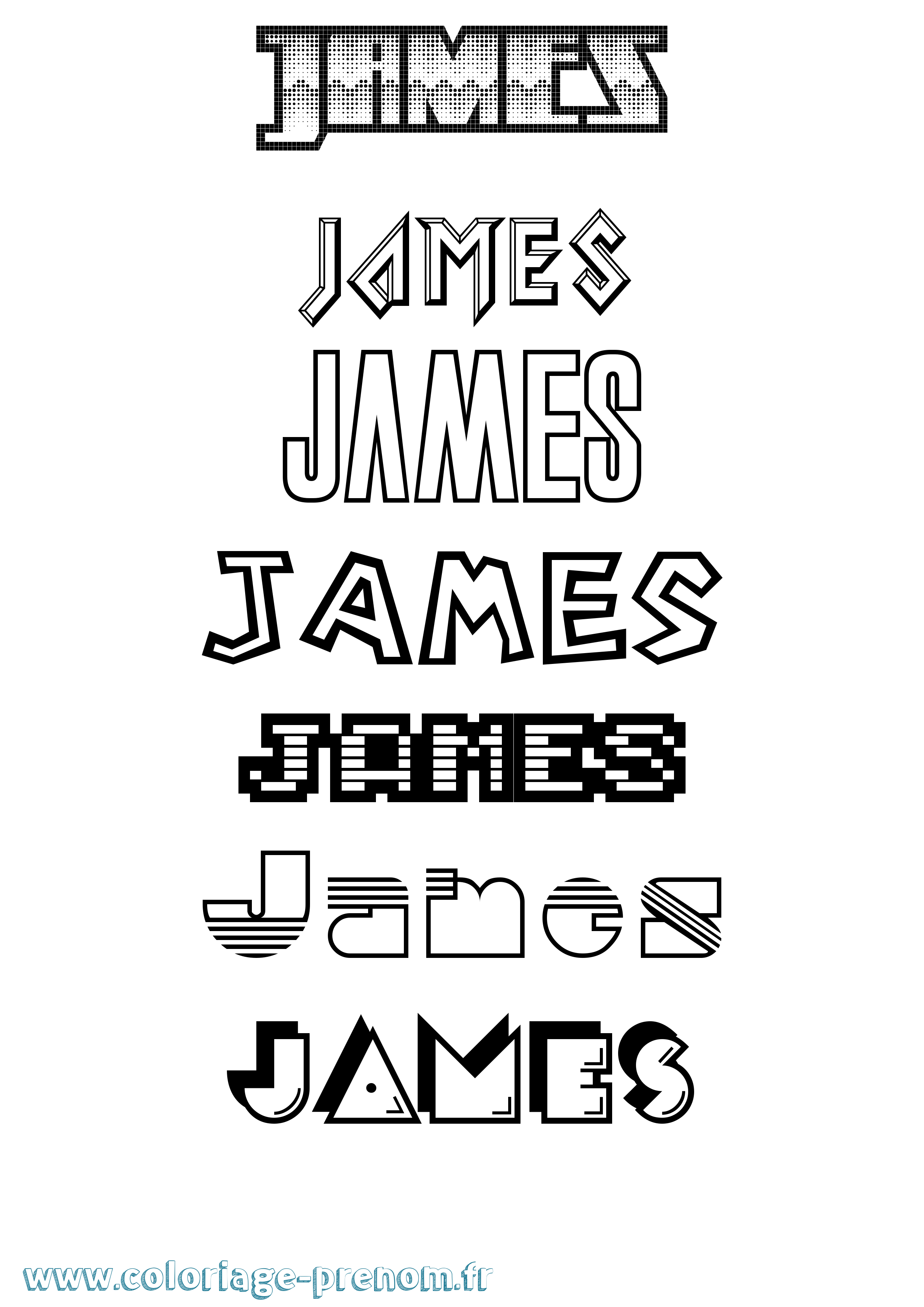 Coloriage prénom James Jeux Vidéos