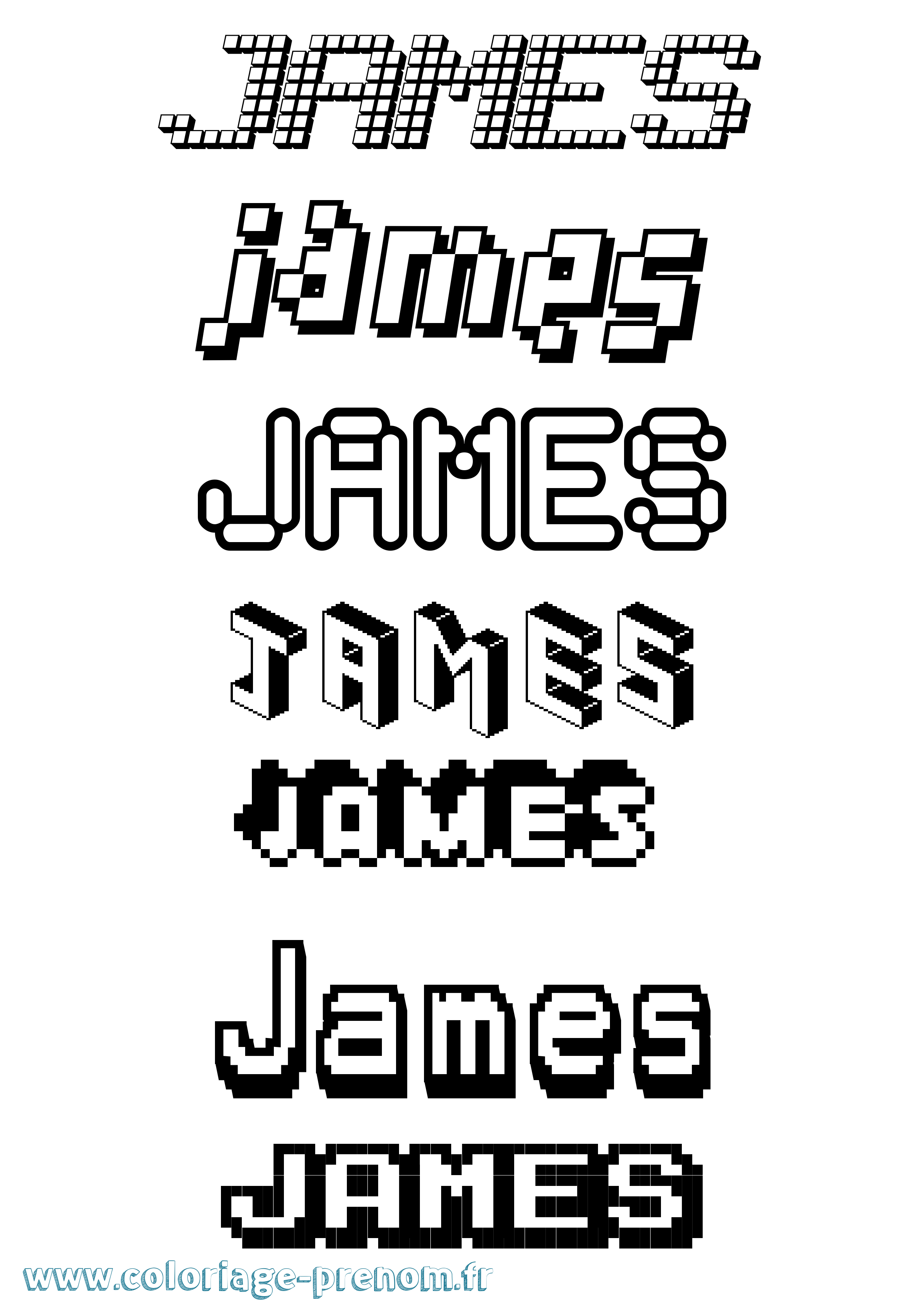Coloriage prénom James Pixel