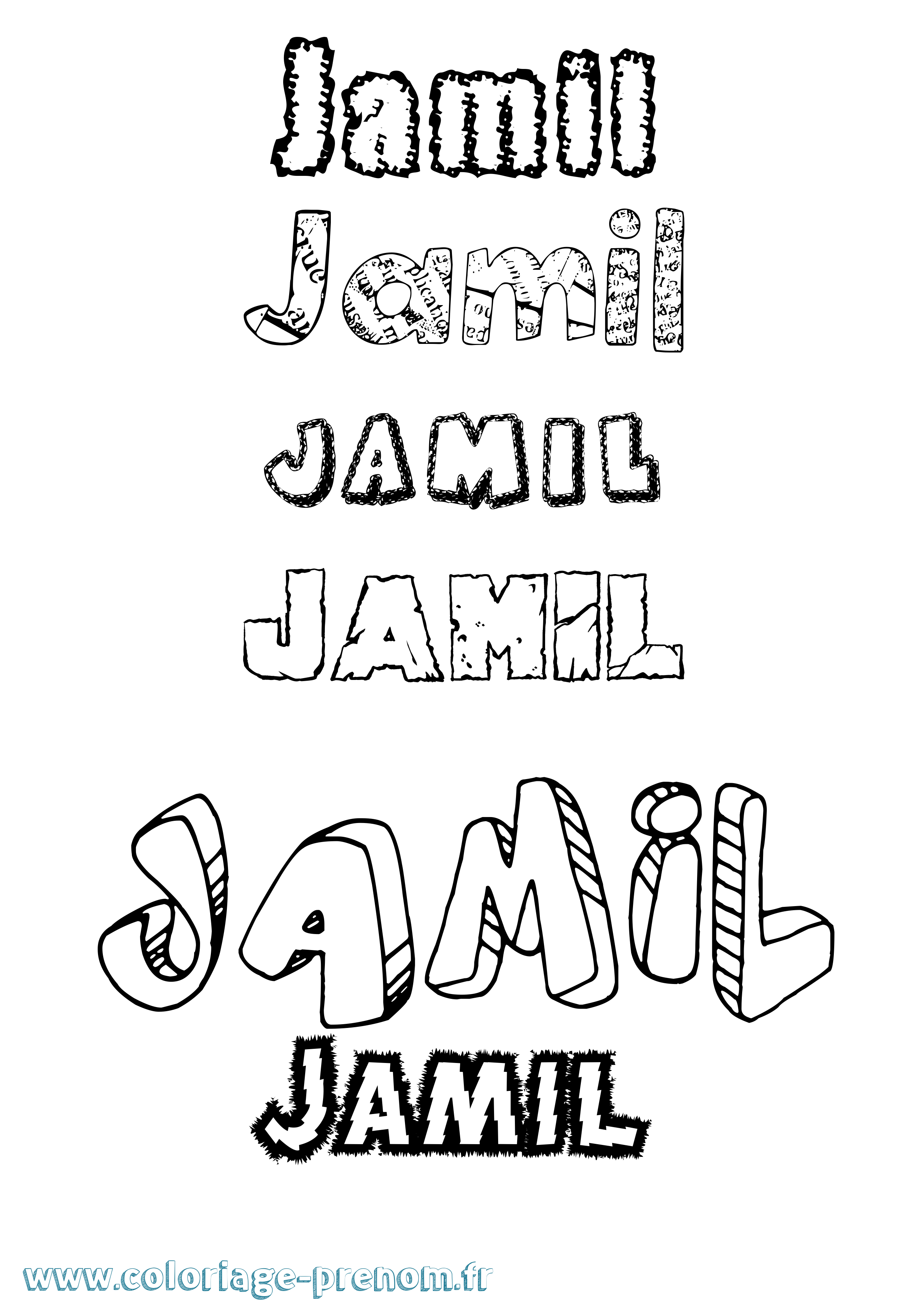 Coloriage prénom Jamil Destructuré