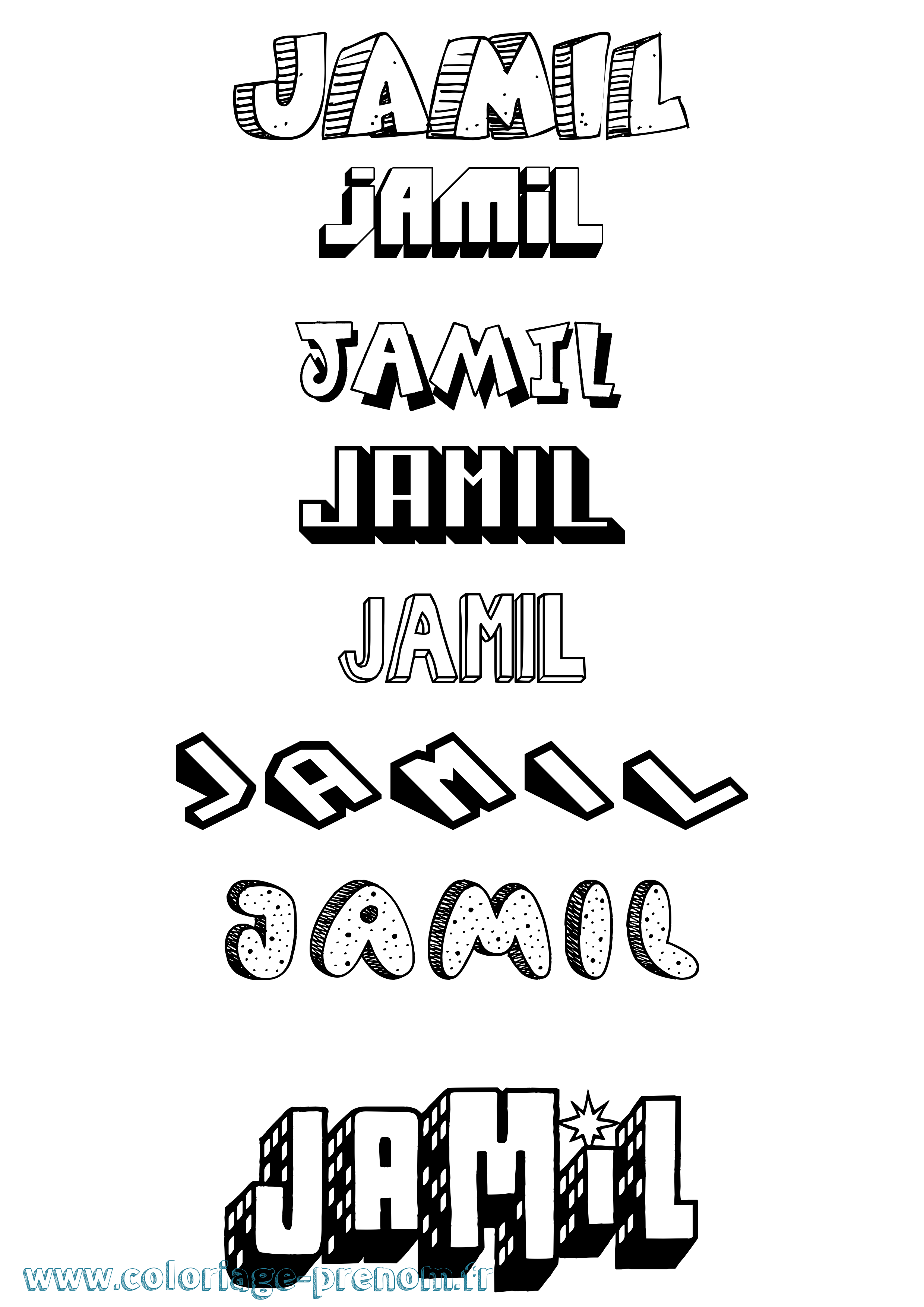 Coloriage prénom Jamil Effet 3D