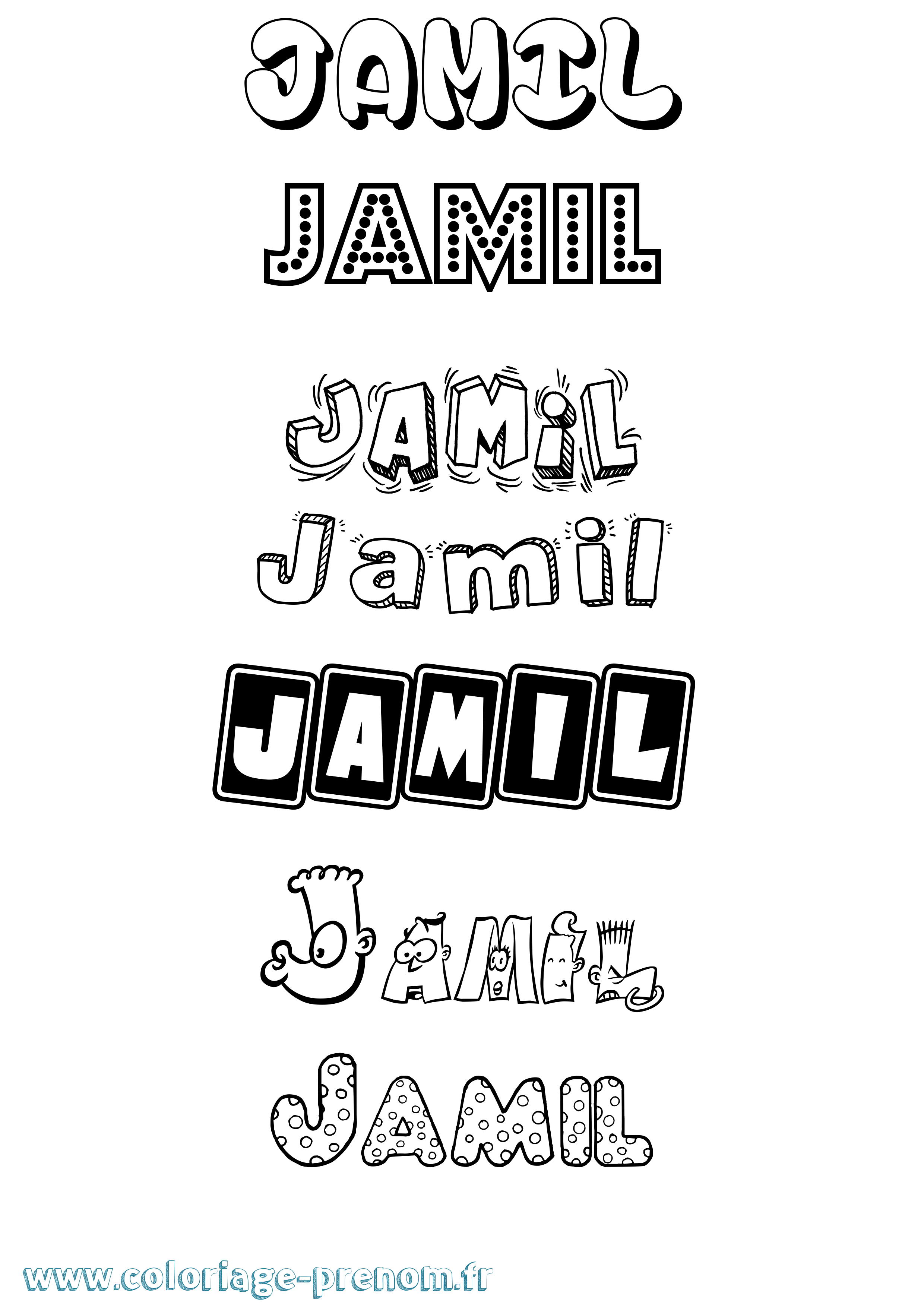 Coloriage prénom Jamil Fun