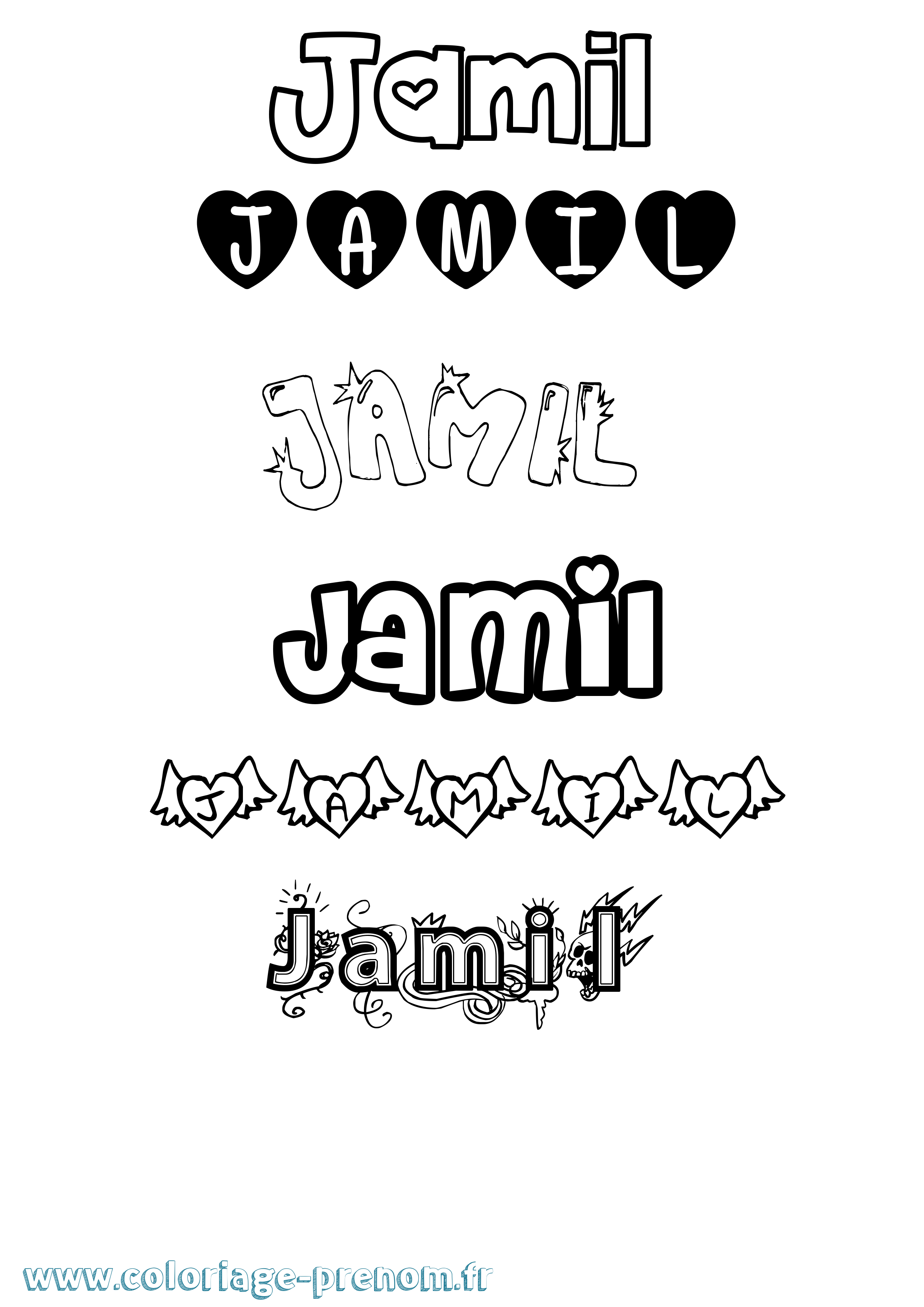 Coloriage prénom Jamil Girly
