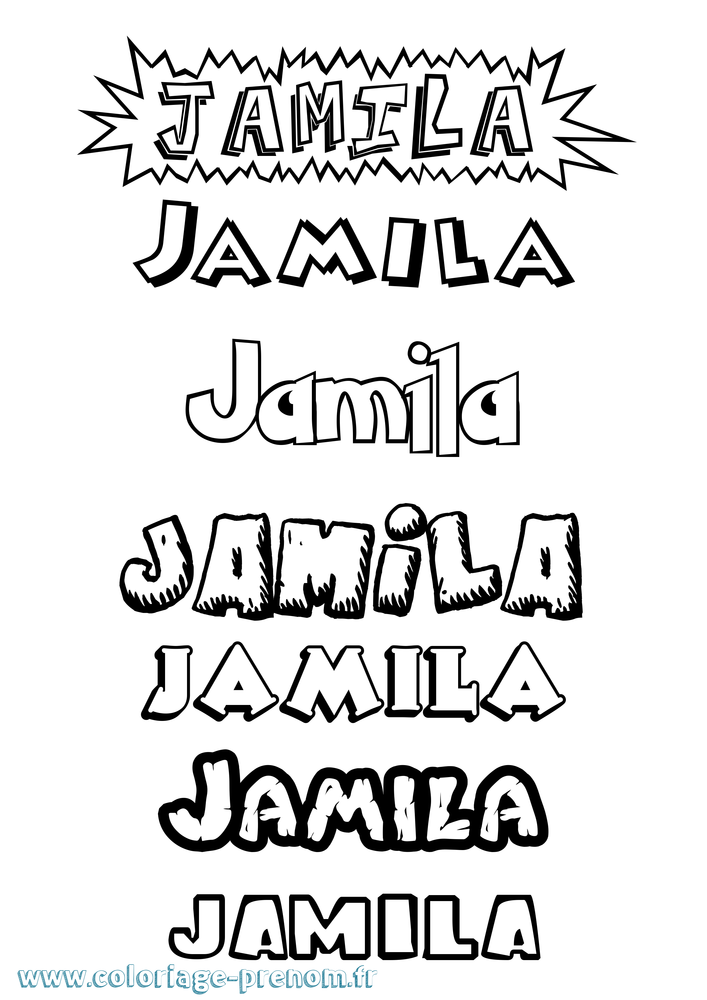 Coloriage prénom Jamila Dessin Animé