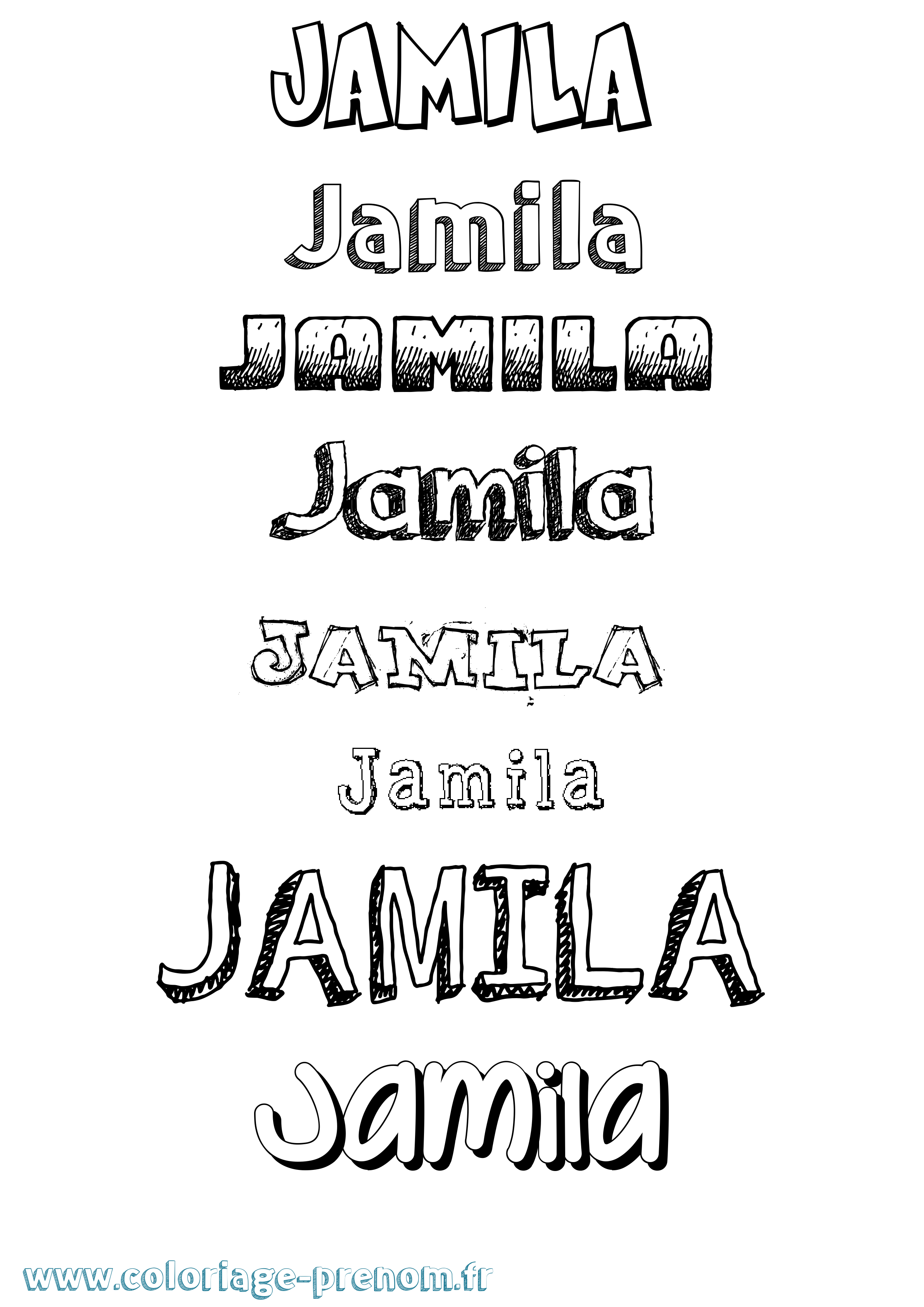 Coloriage prénom Jamila Dessiné