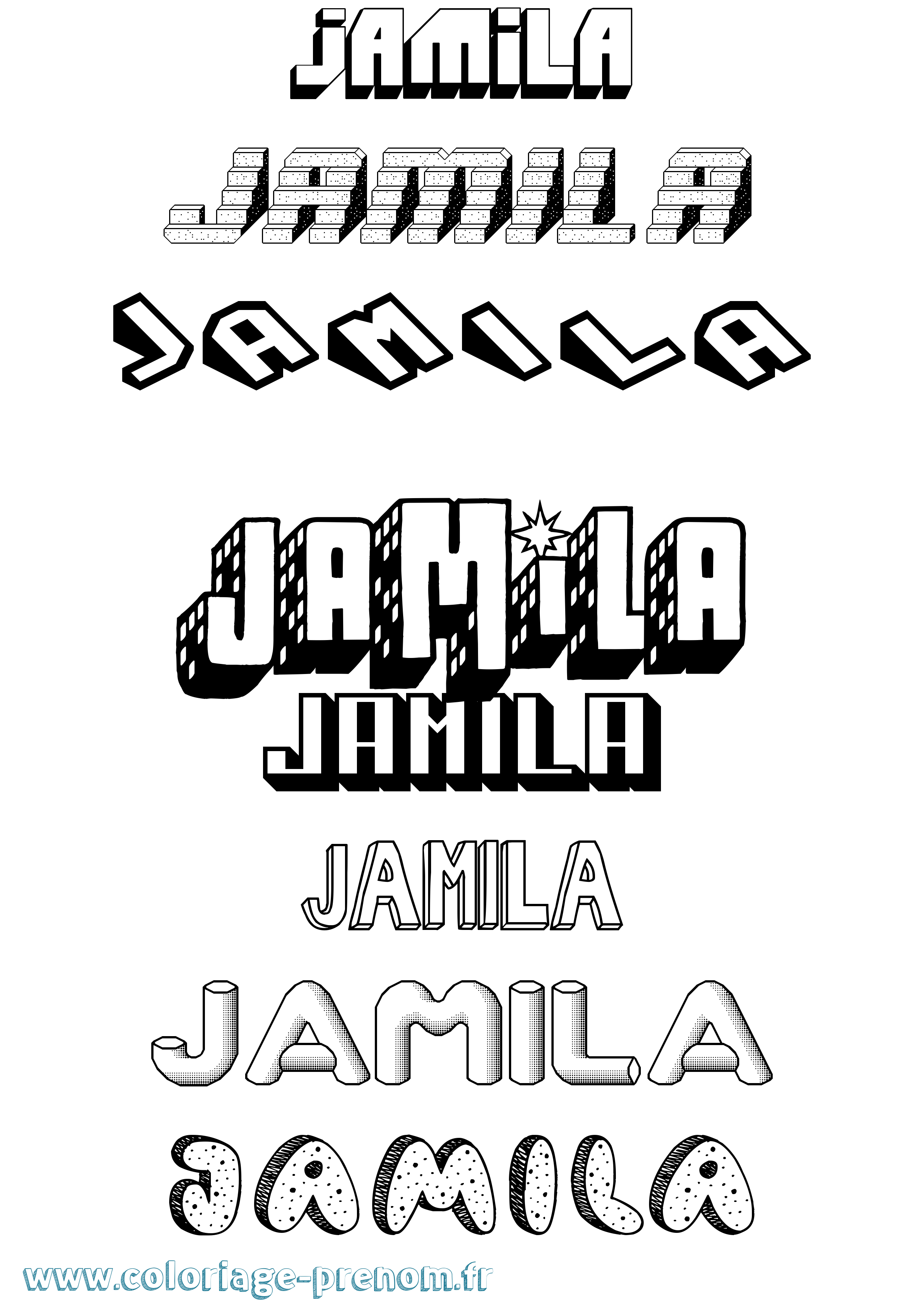 Coloriage prénom Jamila Effet 3D