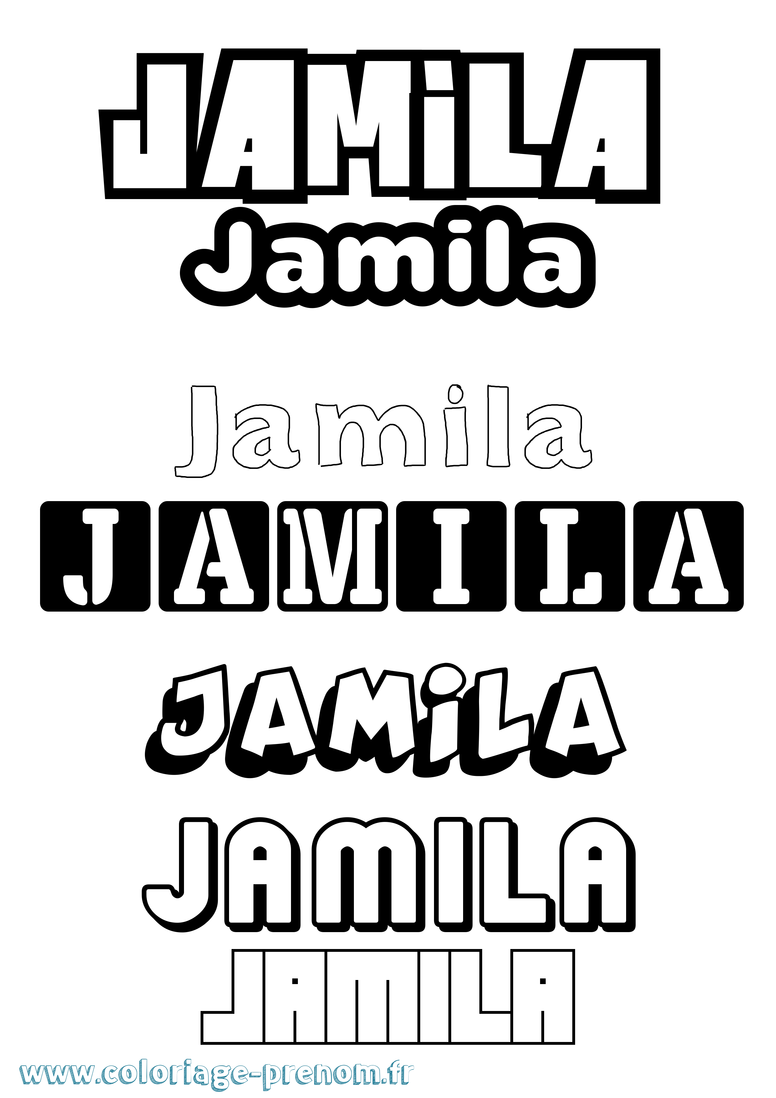 Coloriage prénom Jamila Simple