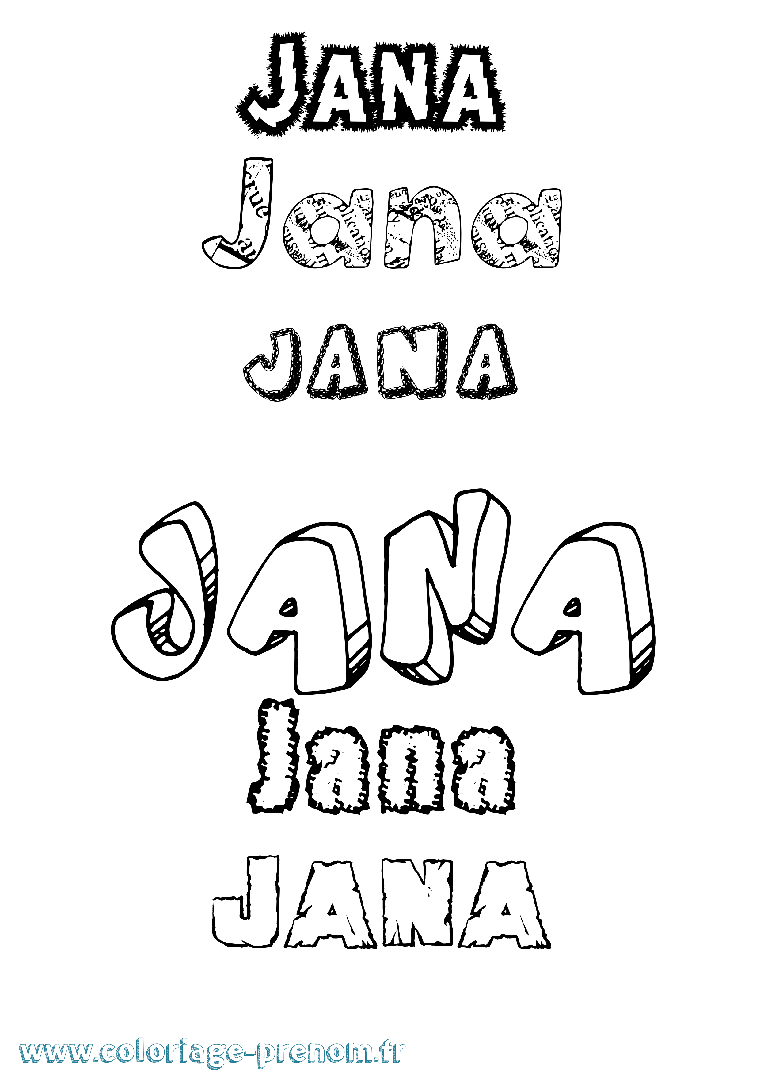 Coloriage prénom Jana