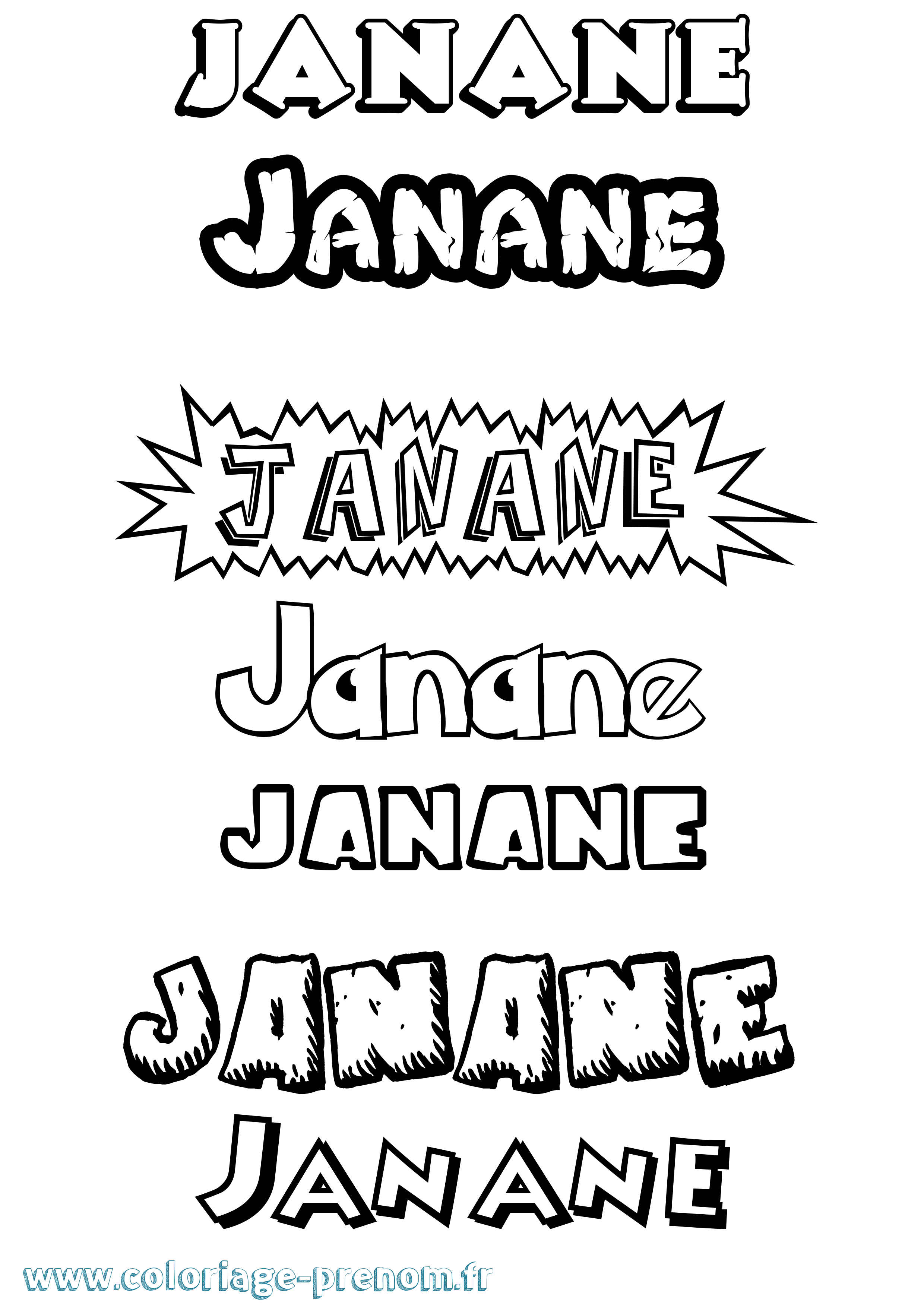Coloriage prénom Janane Dessin Animé