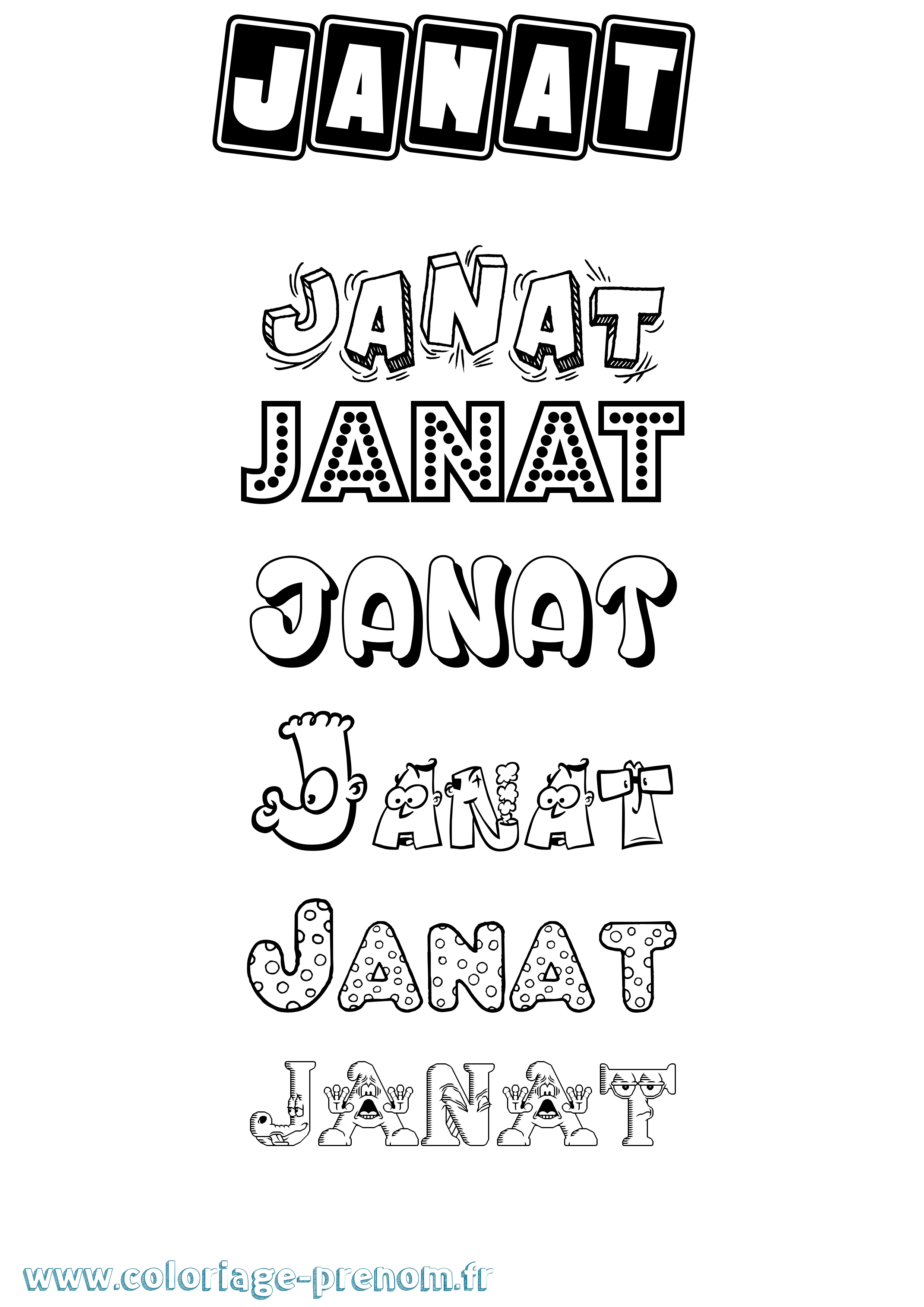 Coloriage prénom Janat Fun