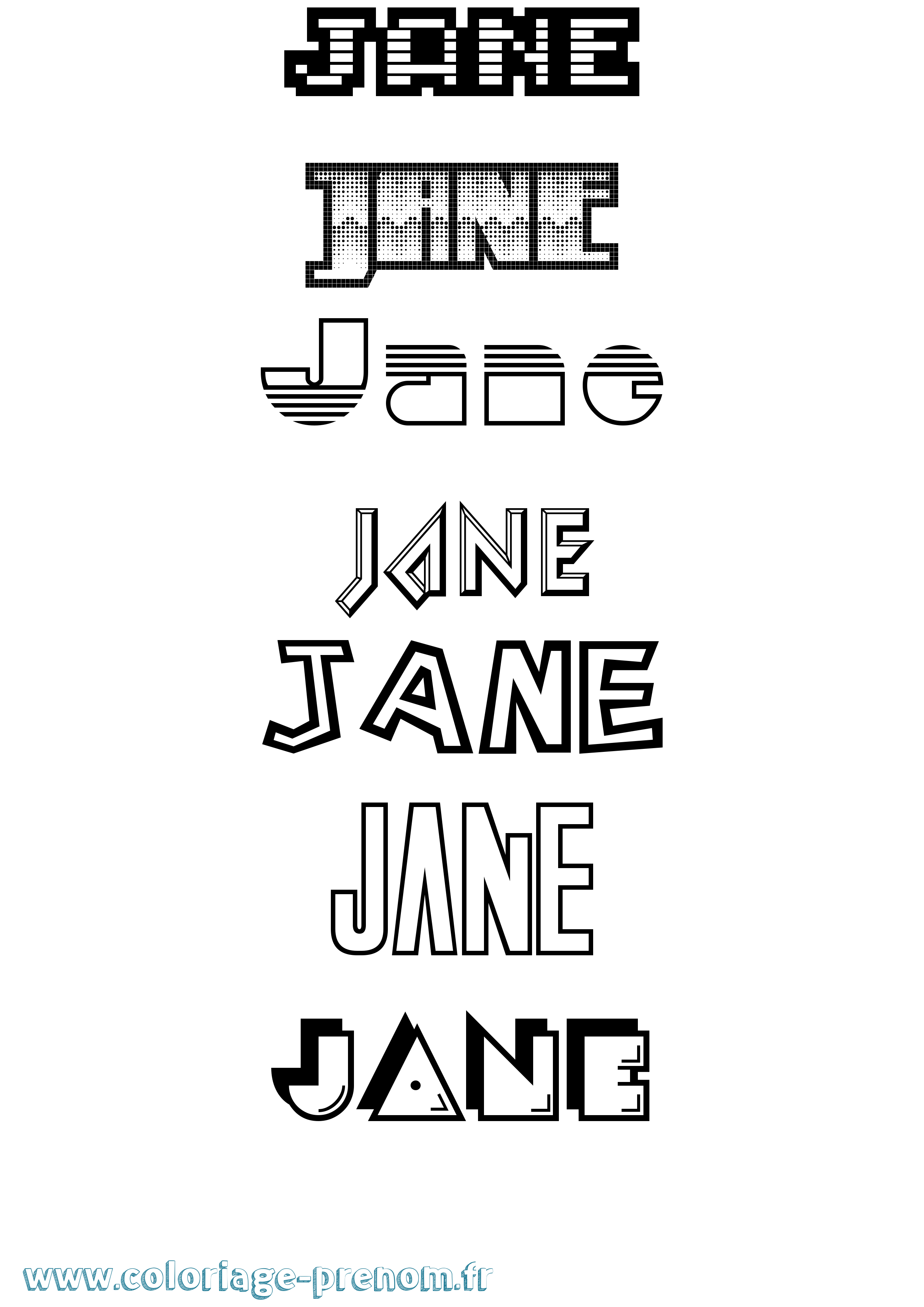 Coloriage prénom Jane Jeux Vidéos