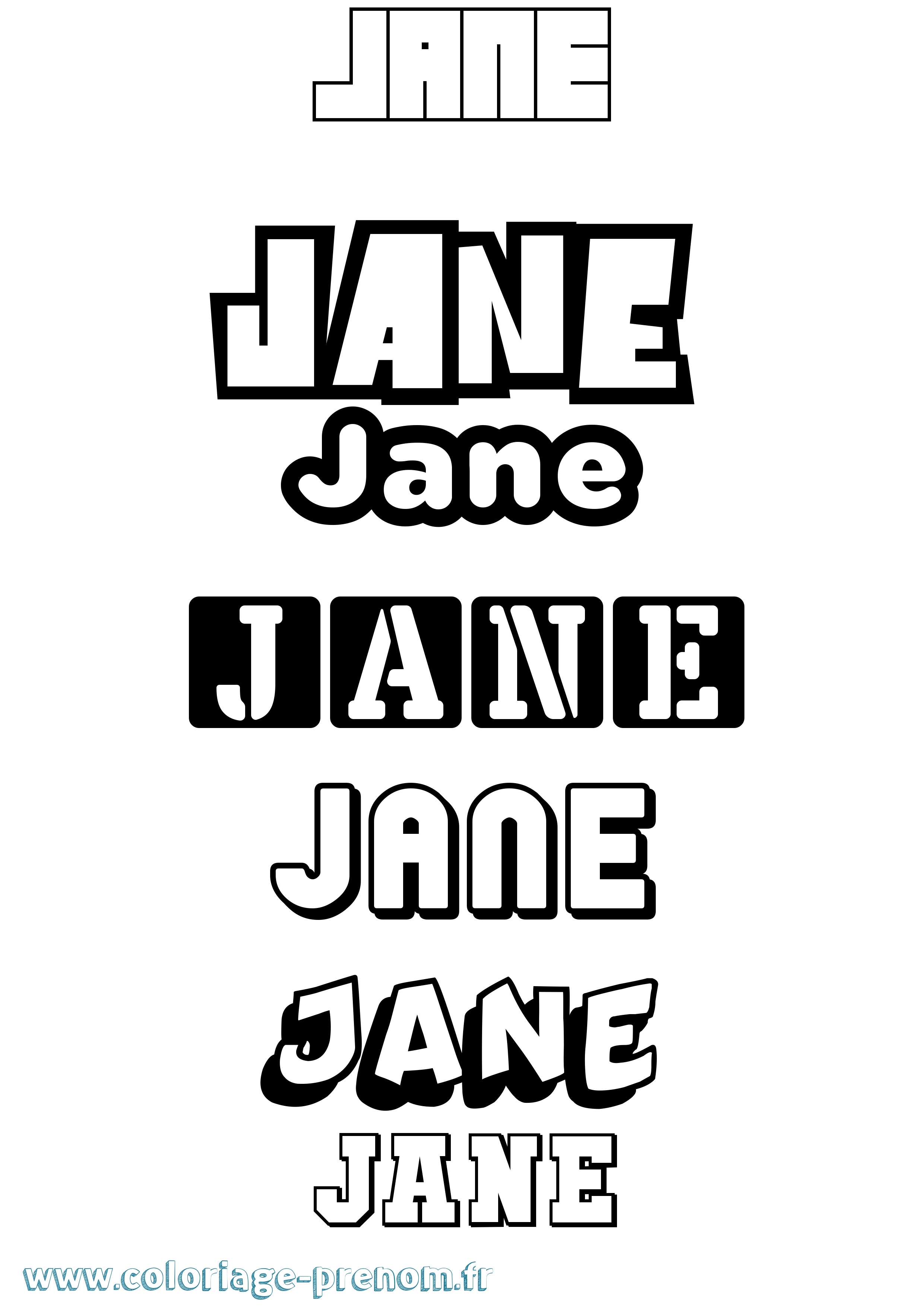 Coloriage prénom Jane Simple
