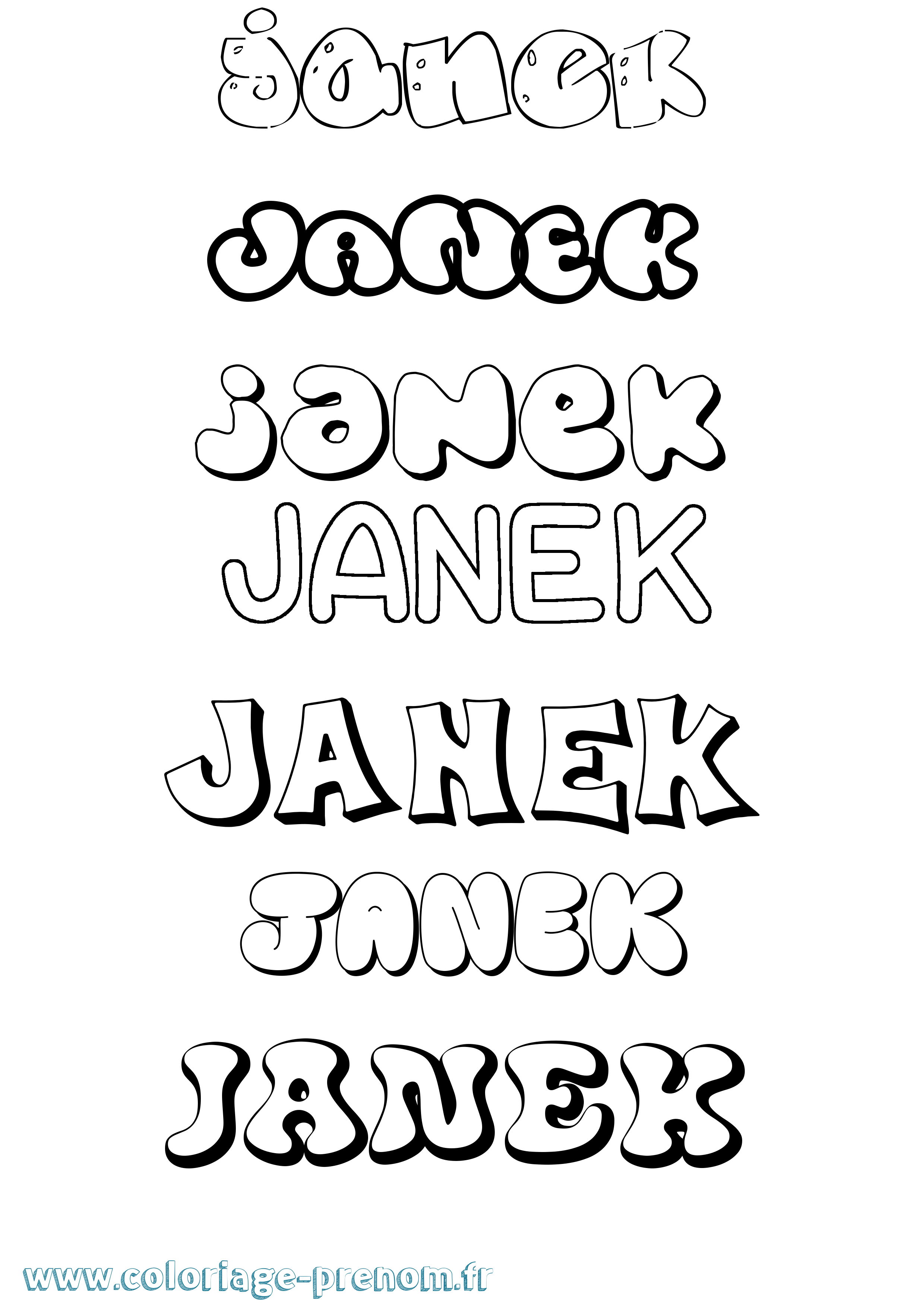Coloriage prénom Janek Bubble