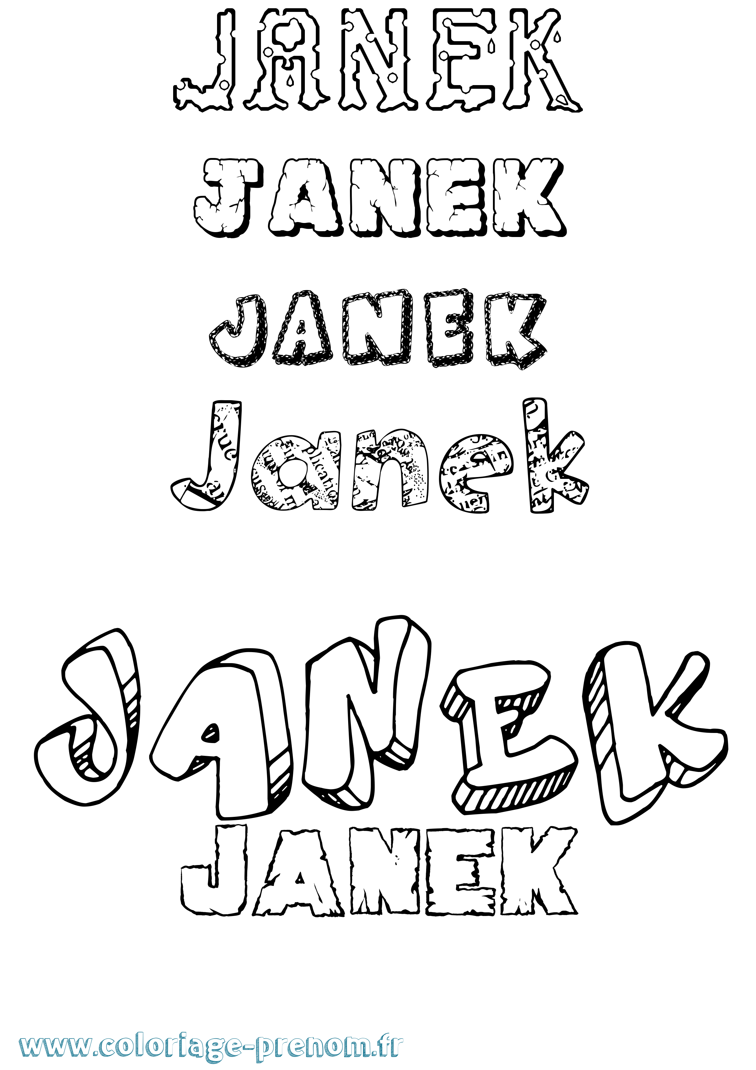 Coloriage prénom Janek Destructuré