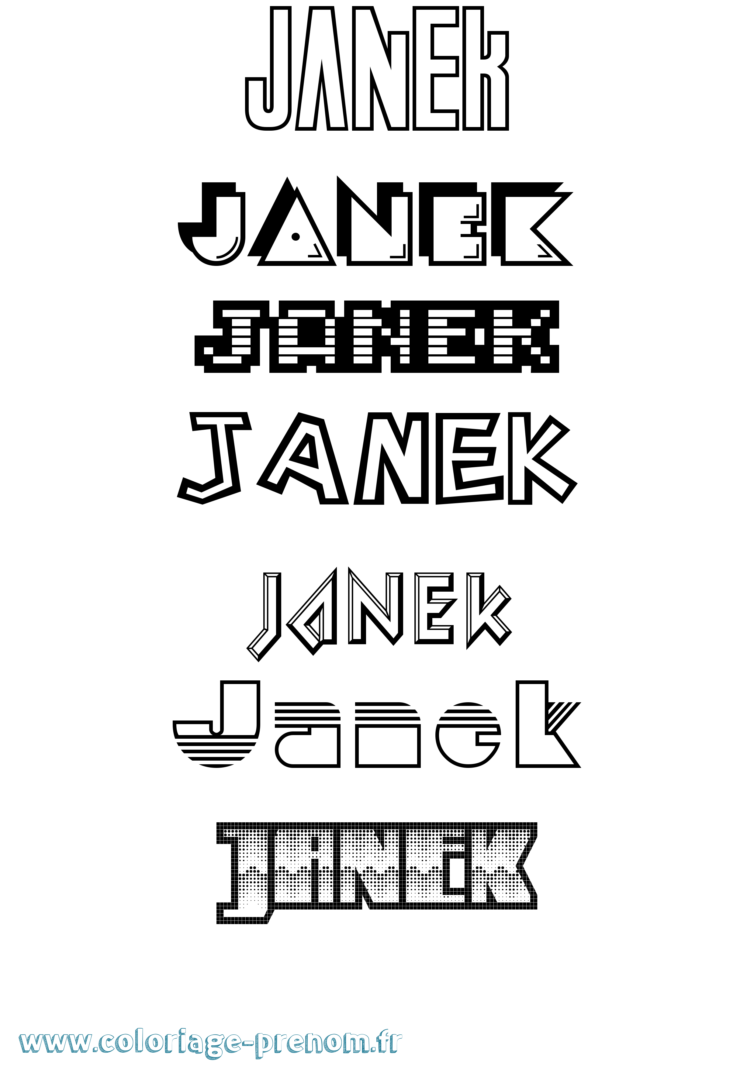 Coloriage prénom Janek Jeux Vidéos