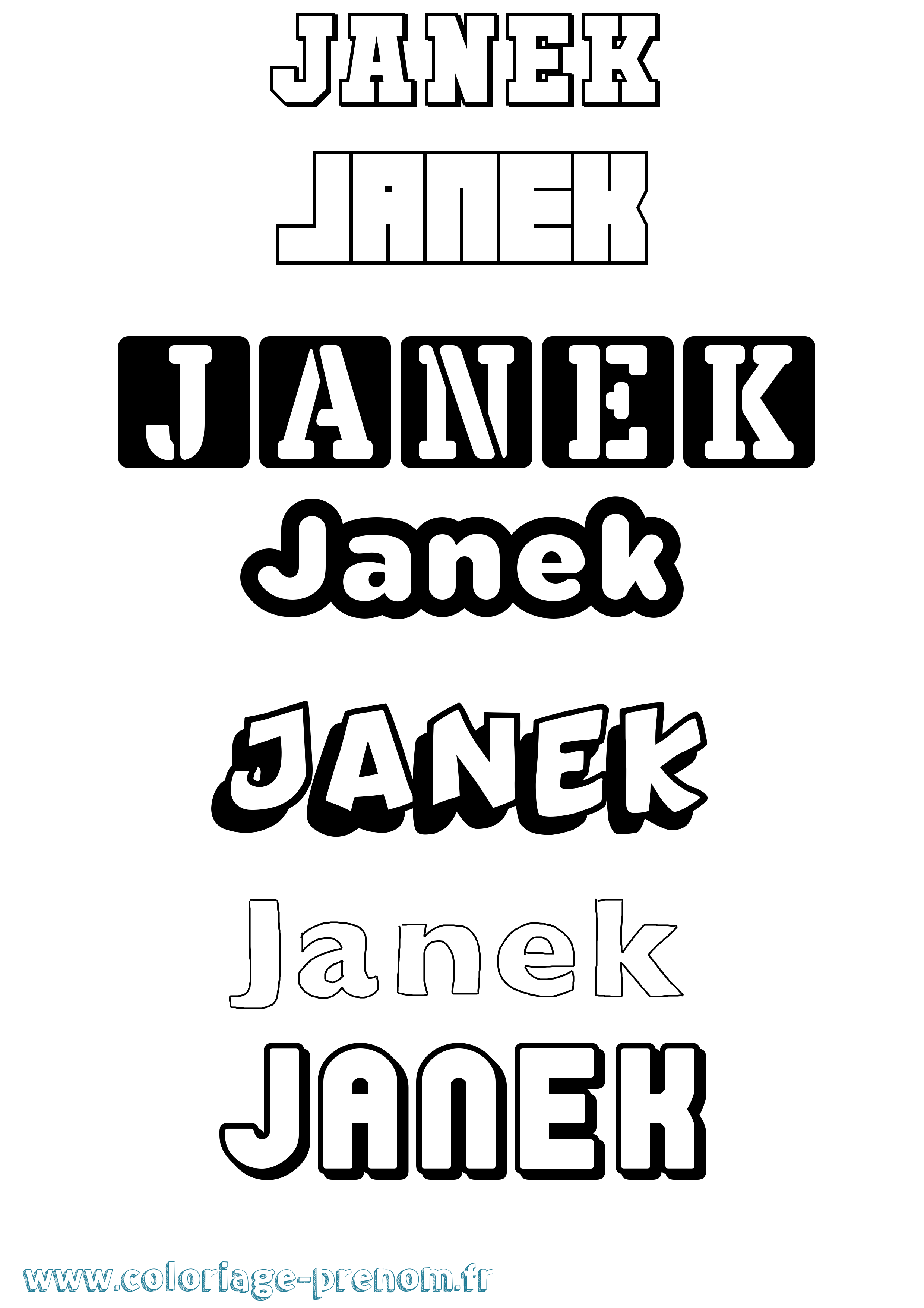 Coloriage prénom Janek Simple