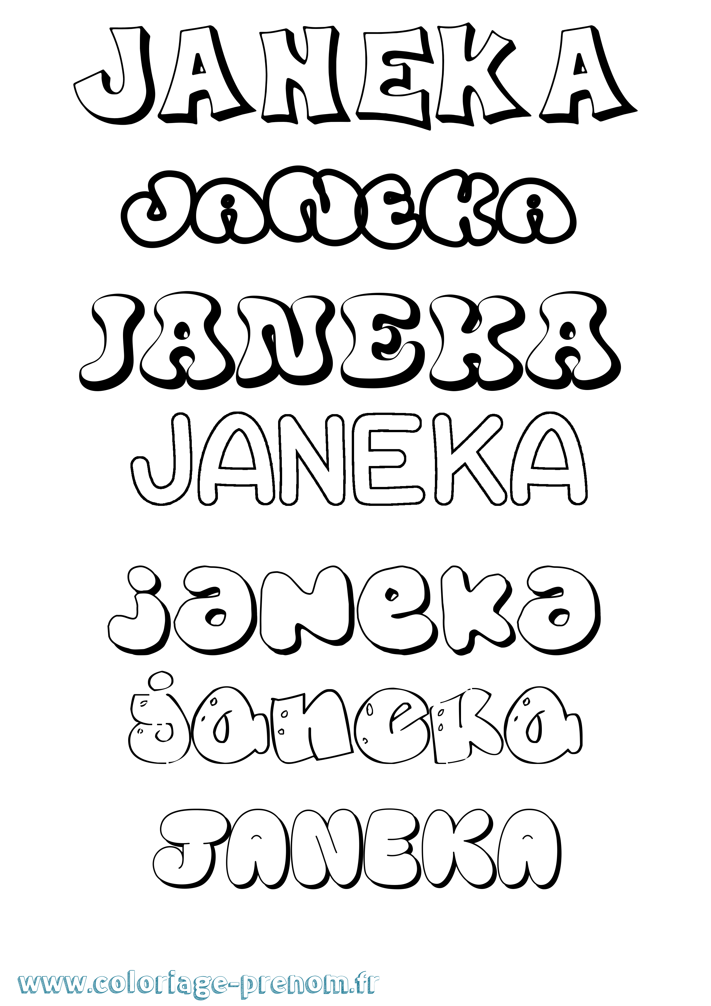 Coloriage prénom Janeka Bubble