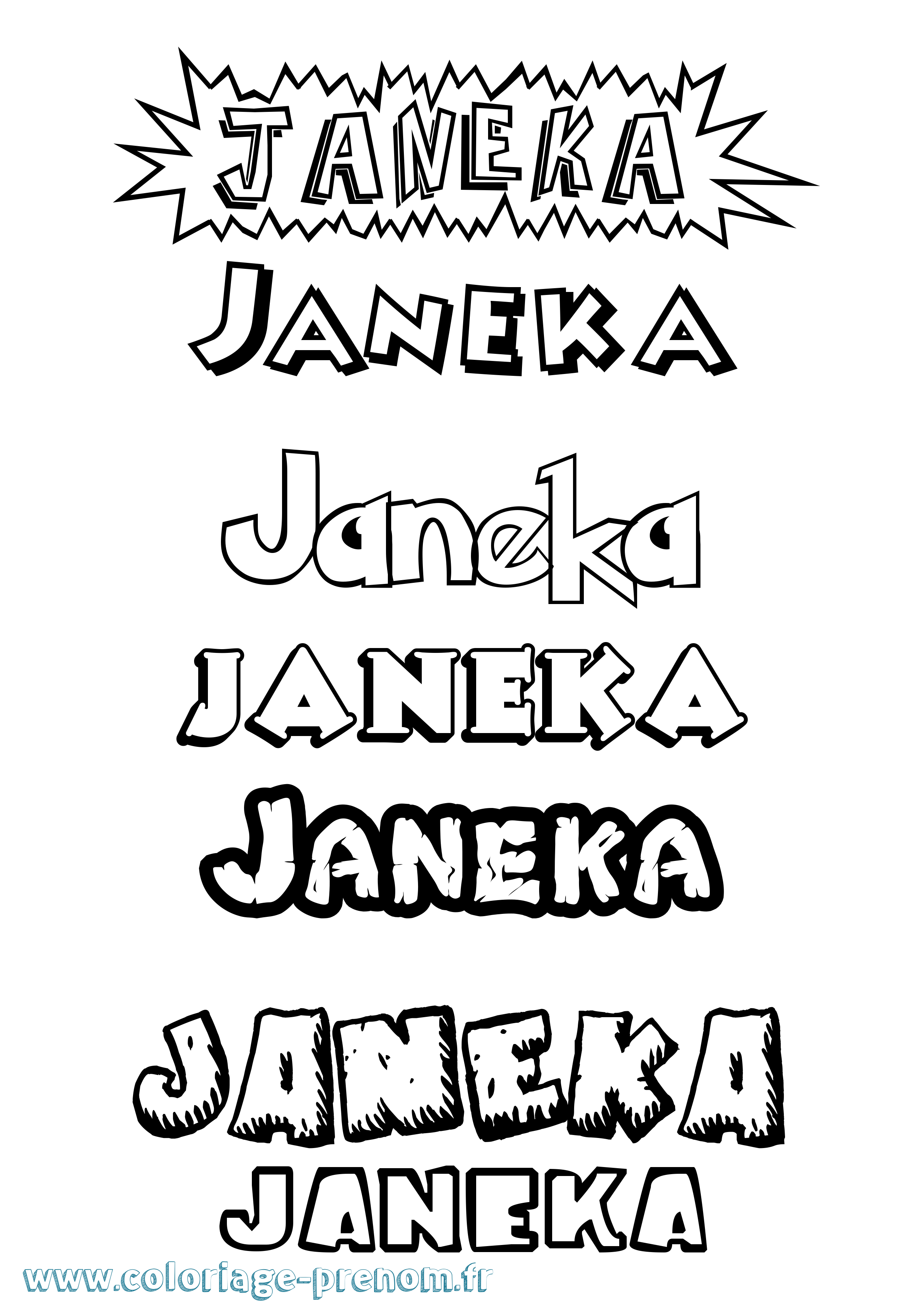 Coloriage prénom Janeka Dessin Animé