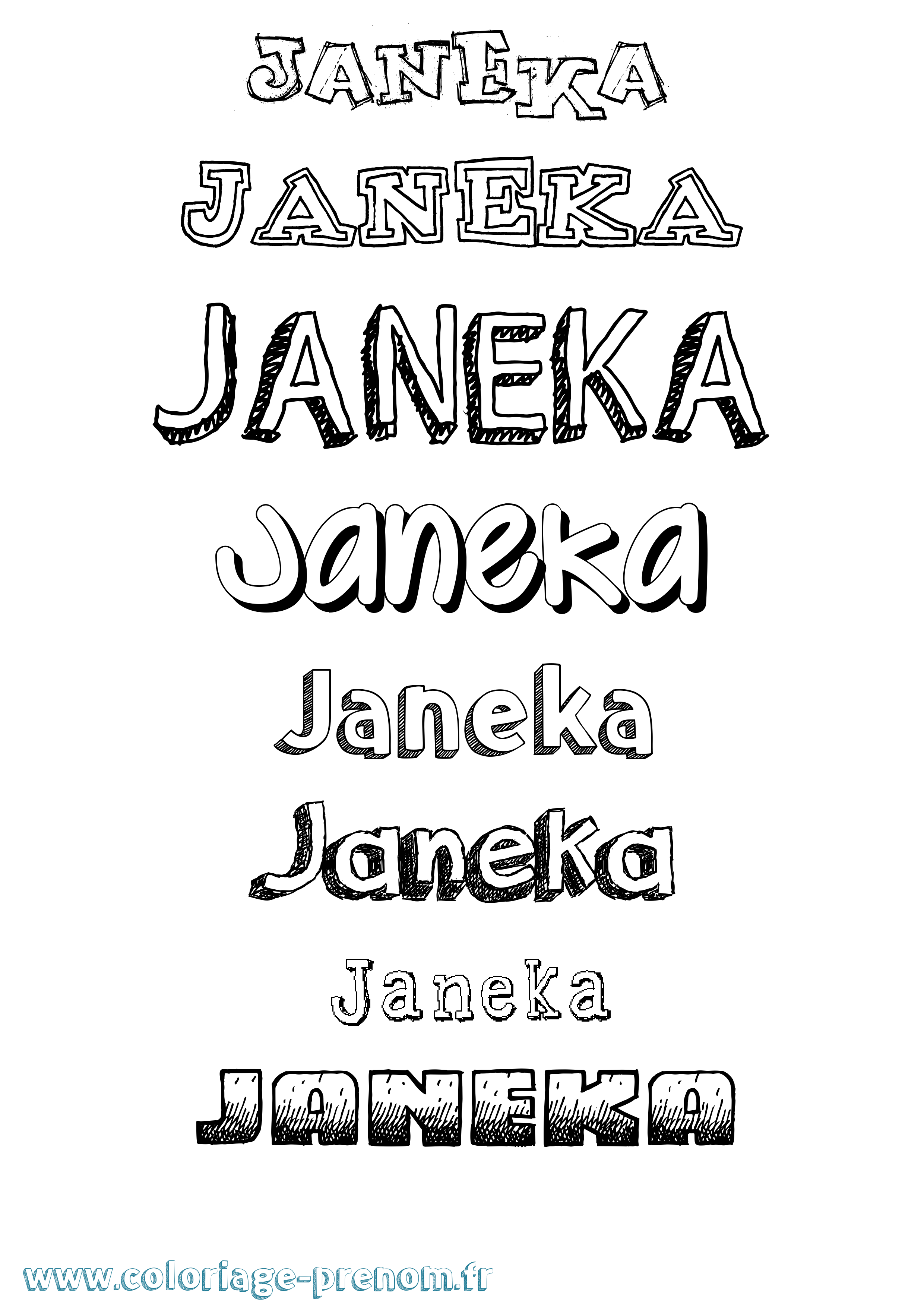Coloriage prénom Janeka Dessiné