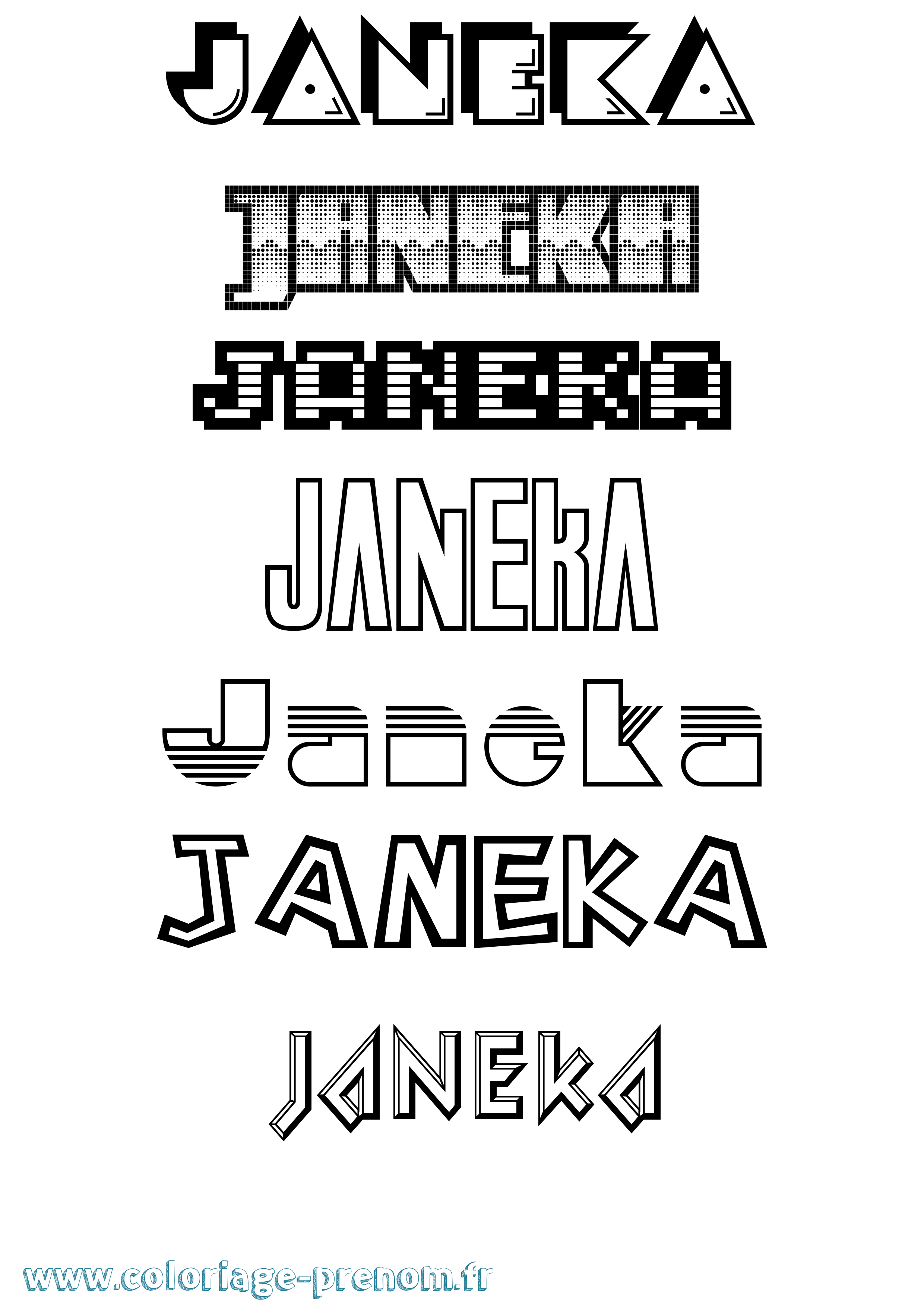 Coloriage prénom Janeka Jeux Vidéos