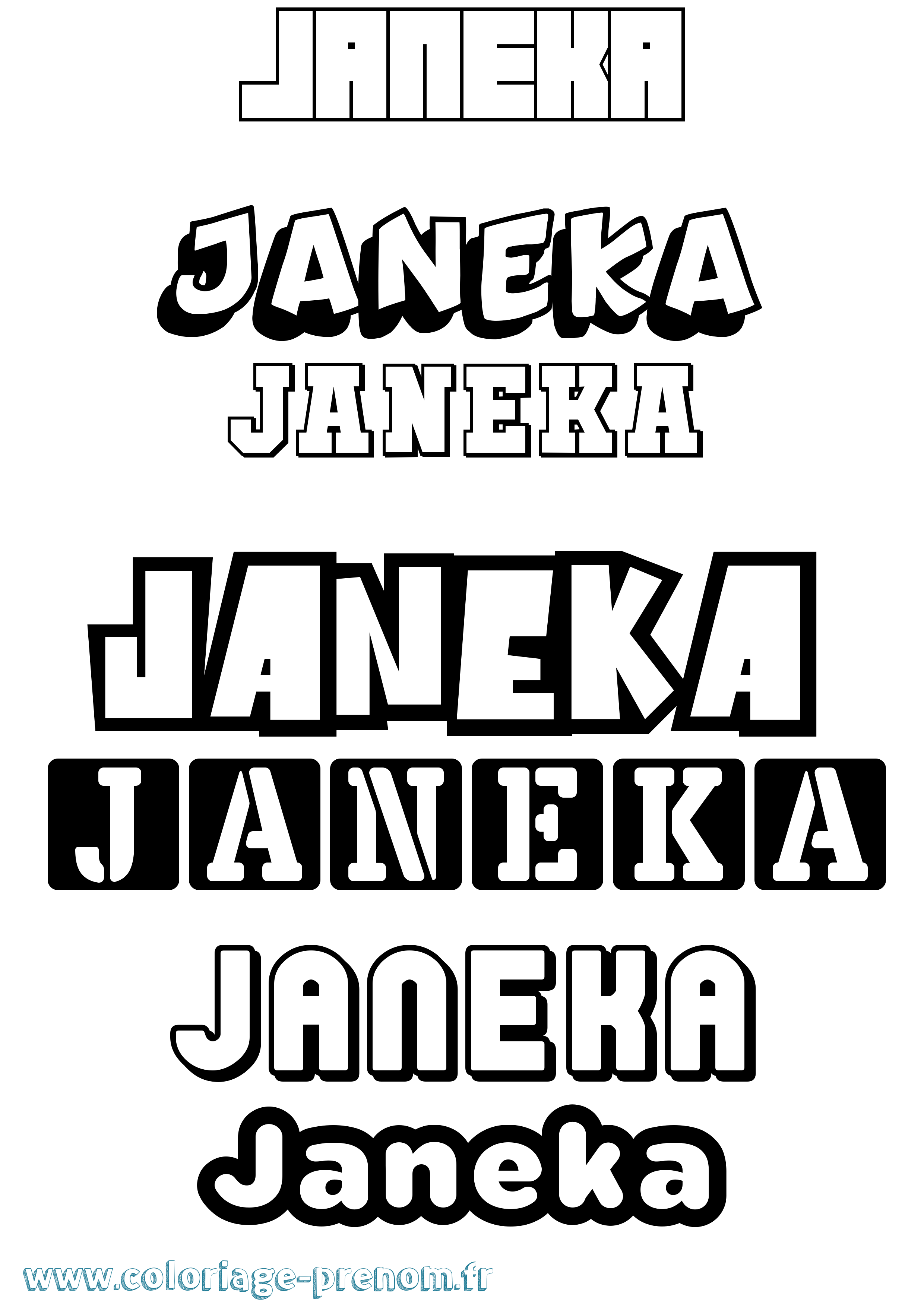Coloriage prénom Janeka Simple
