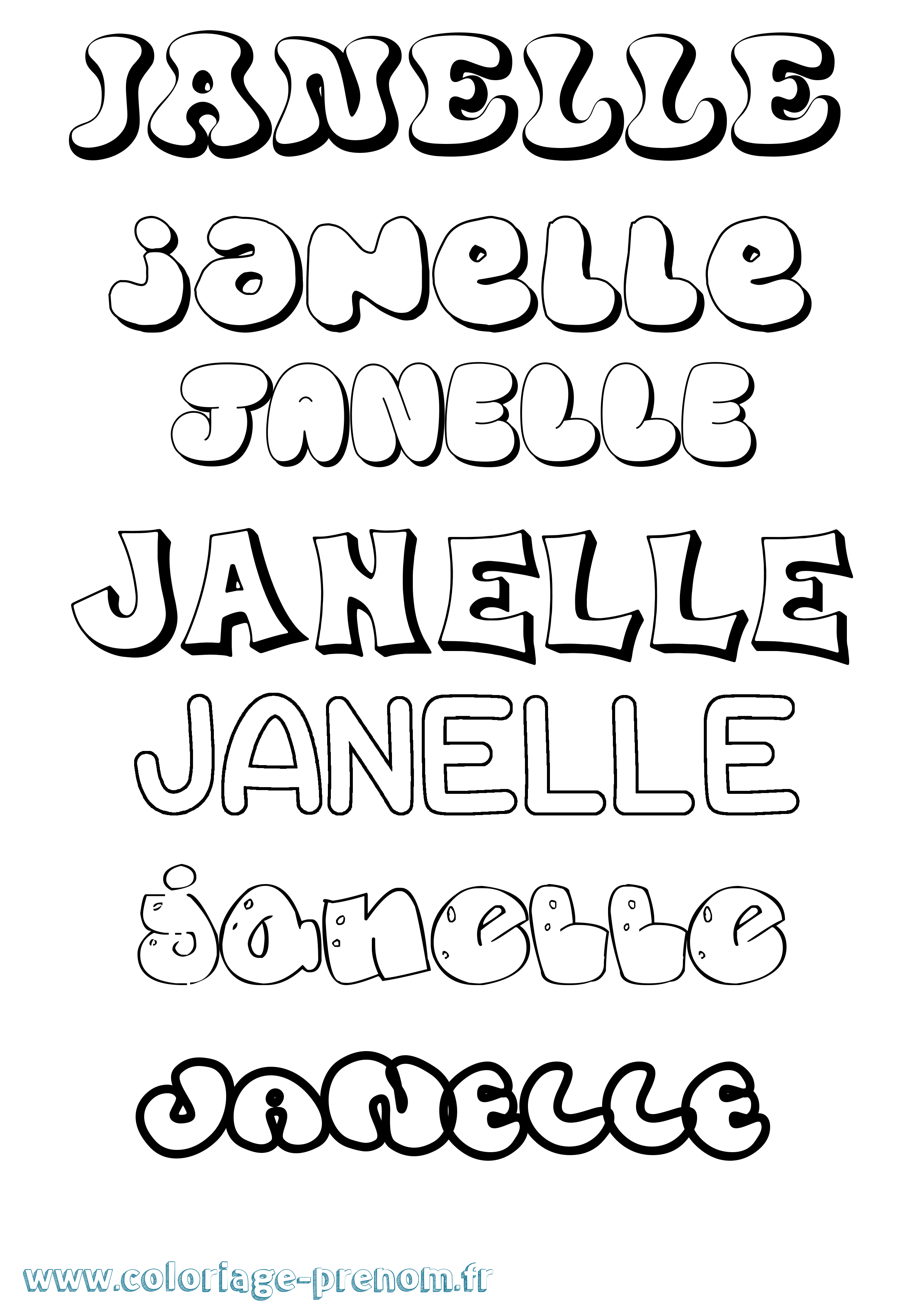 Coloriage prénom Janelle Bubble