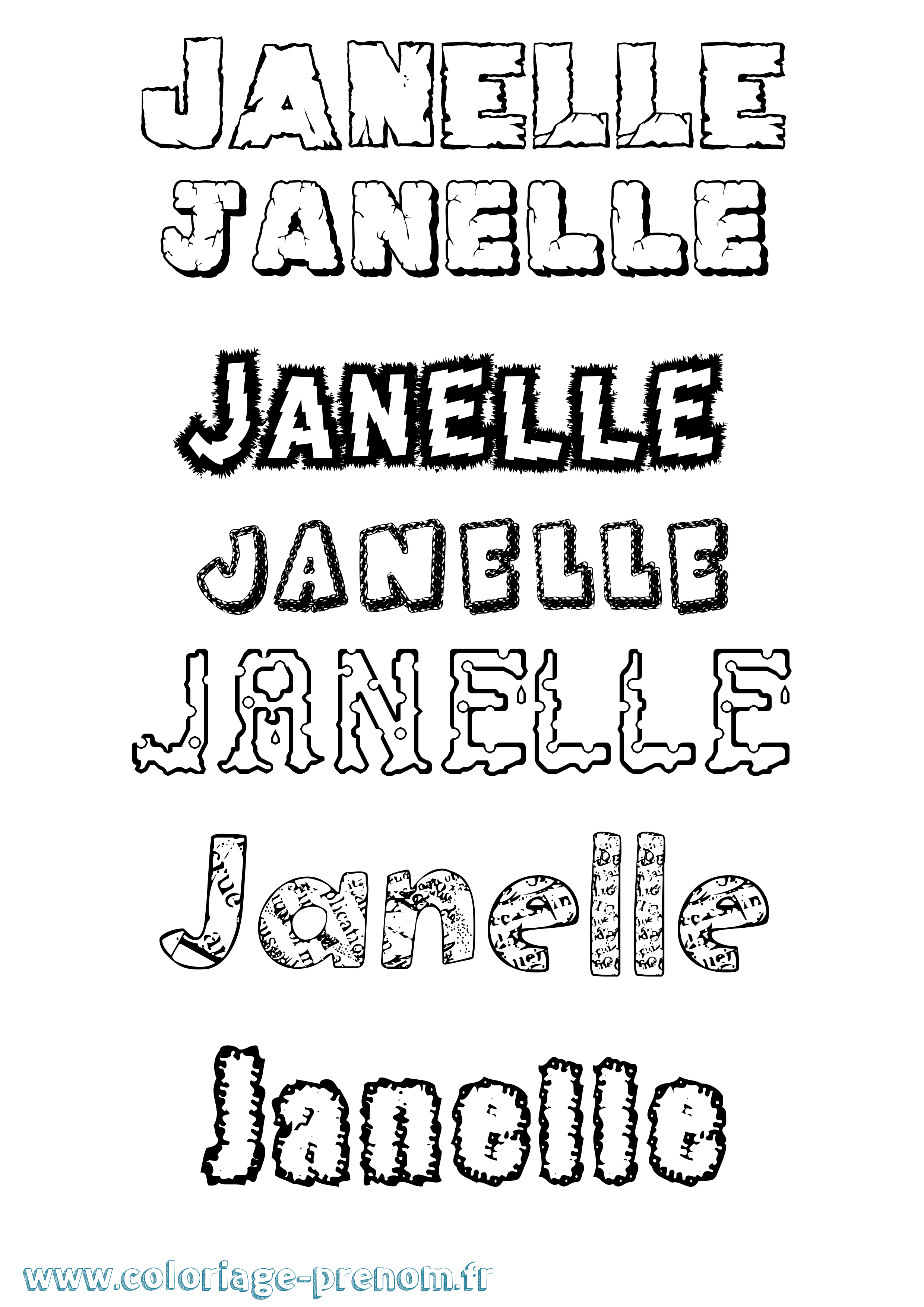 Coloriage prénom Janelle Destructuré