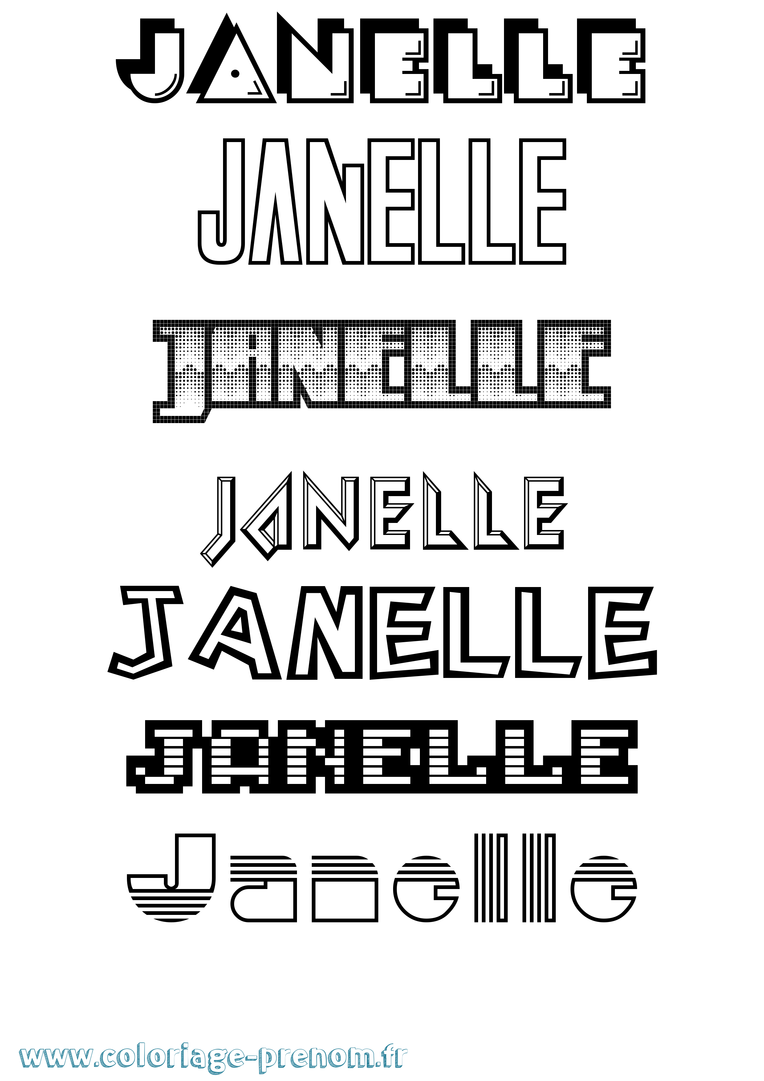 Coloriage prénom Janelle Jeux Vidéos