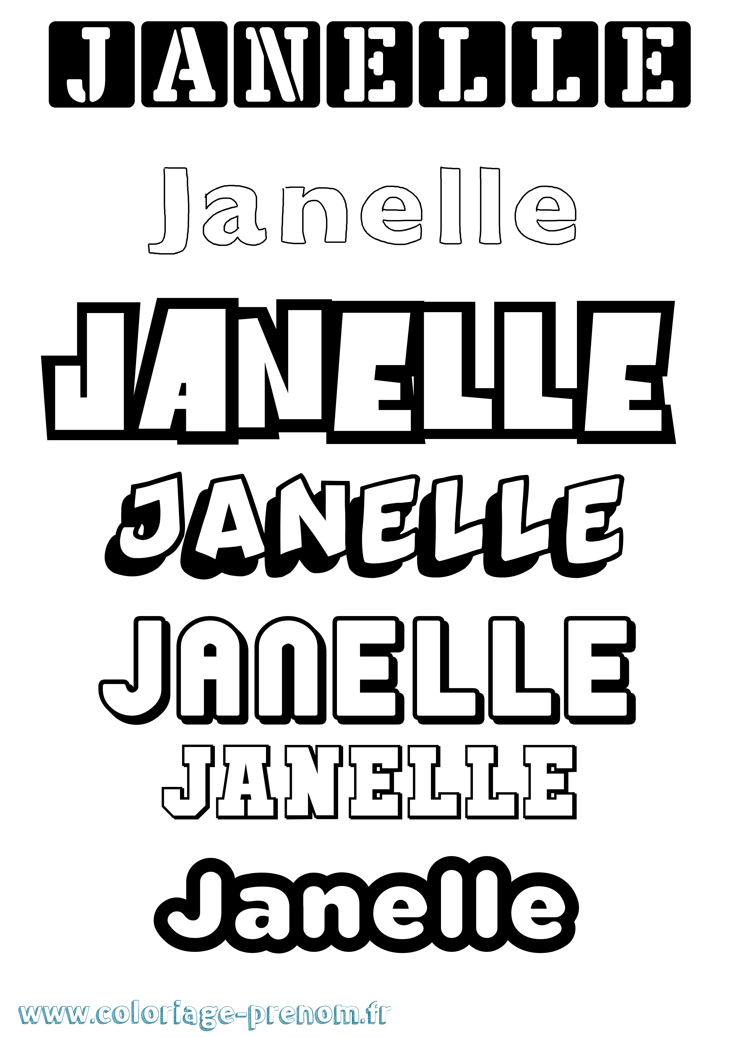 Coloriage prénom Janelle Simple