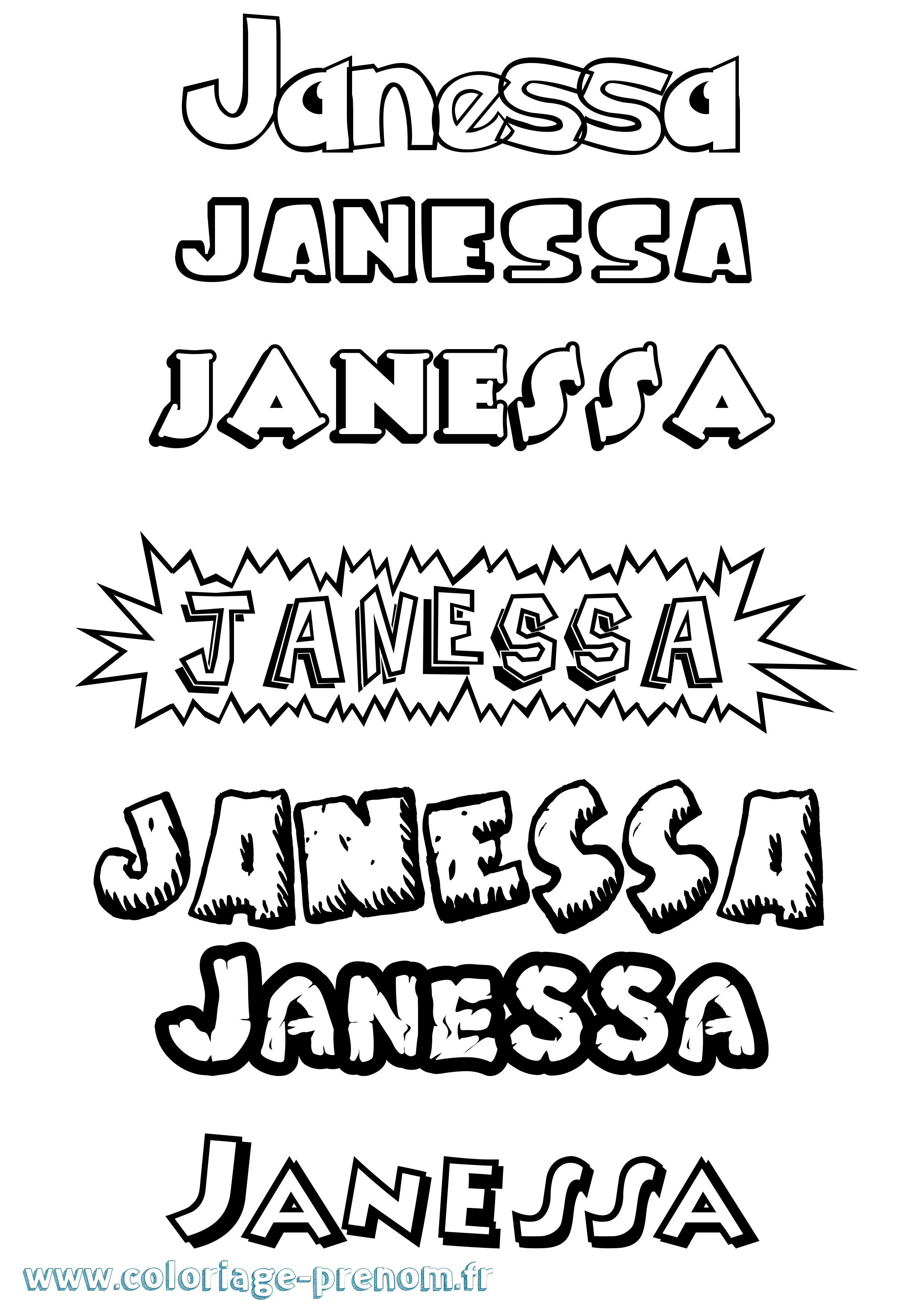 Coloriage Janessa Dessin Animé Coloriage prénom Janessa Dessin Animé