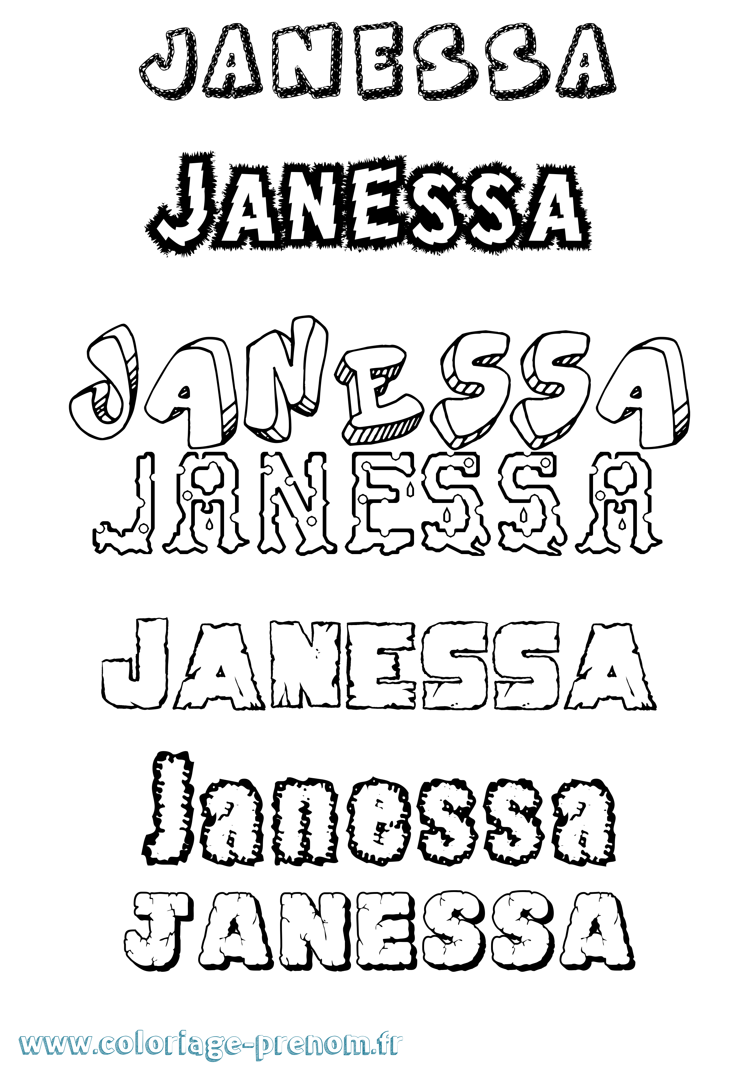 Coloriage Janessa Destructuré Coloriage prénom Janessa Destructuré