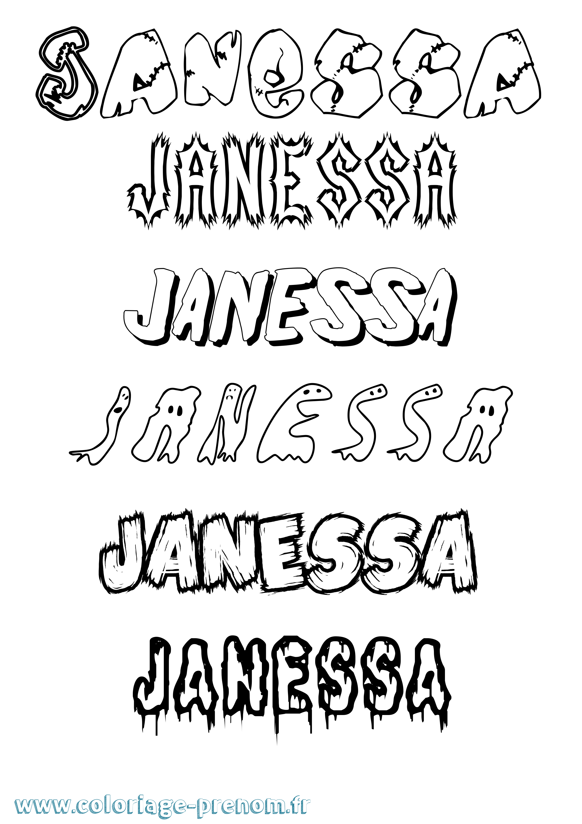 Coloriage Janessa Frisson Coloriage prénom Janessa Frisson