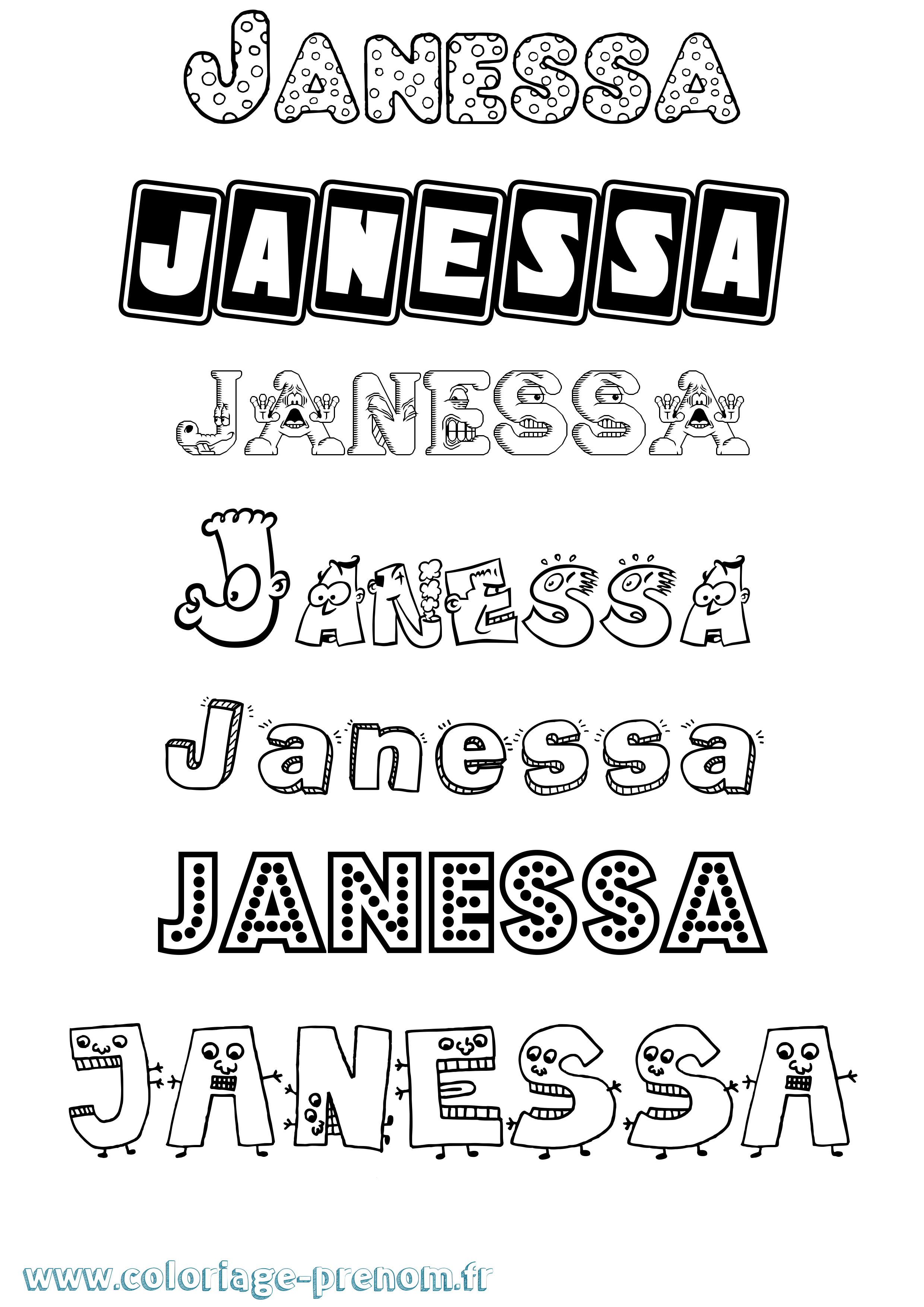 Coloriage Janessa Fun Coloriage prénom Janessa Fun
