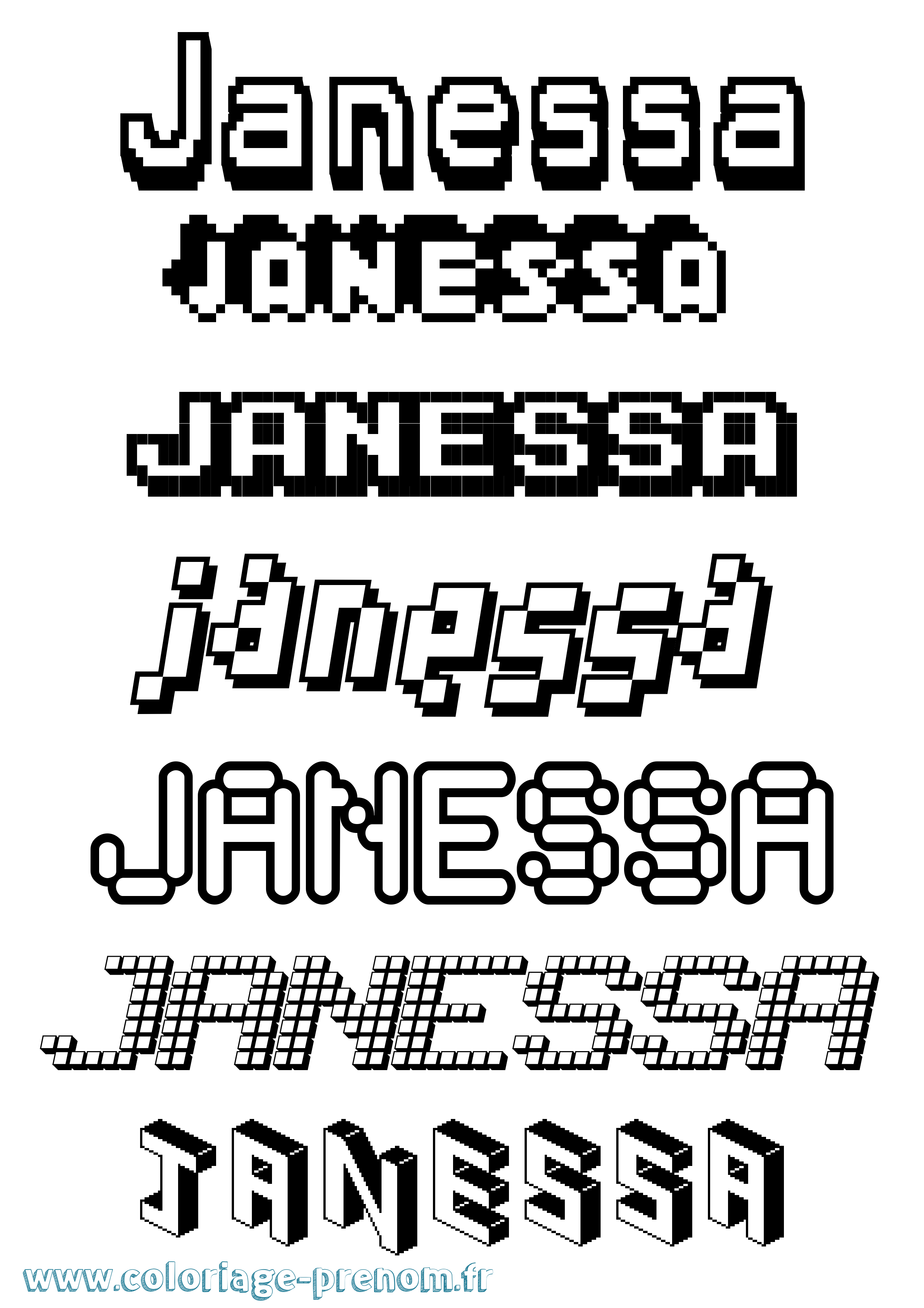 Coloriage Janessa Pixel Coloriage prénom Janessa Pixel