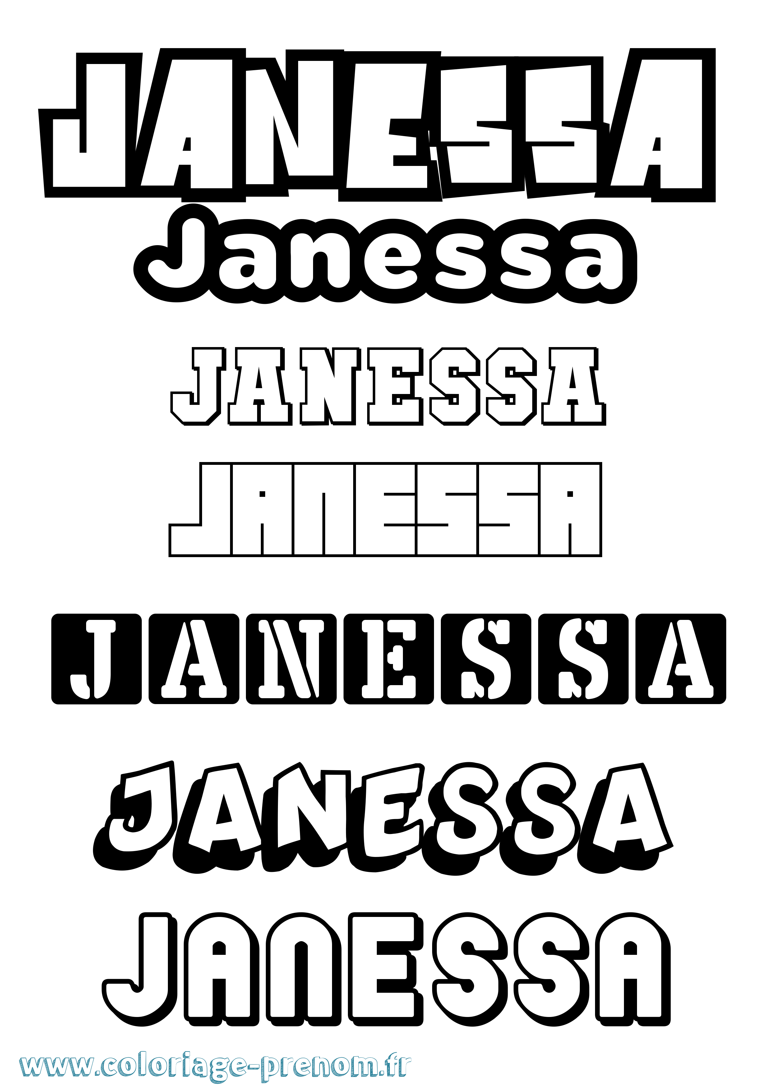 Coloriage Janessa Simple Coloriage prénom Janessa Simple