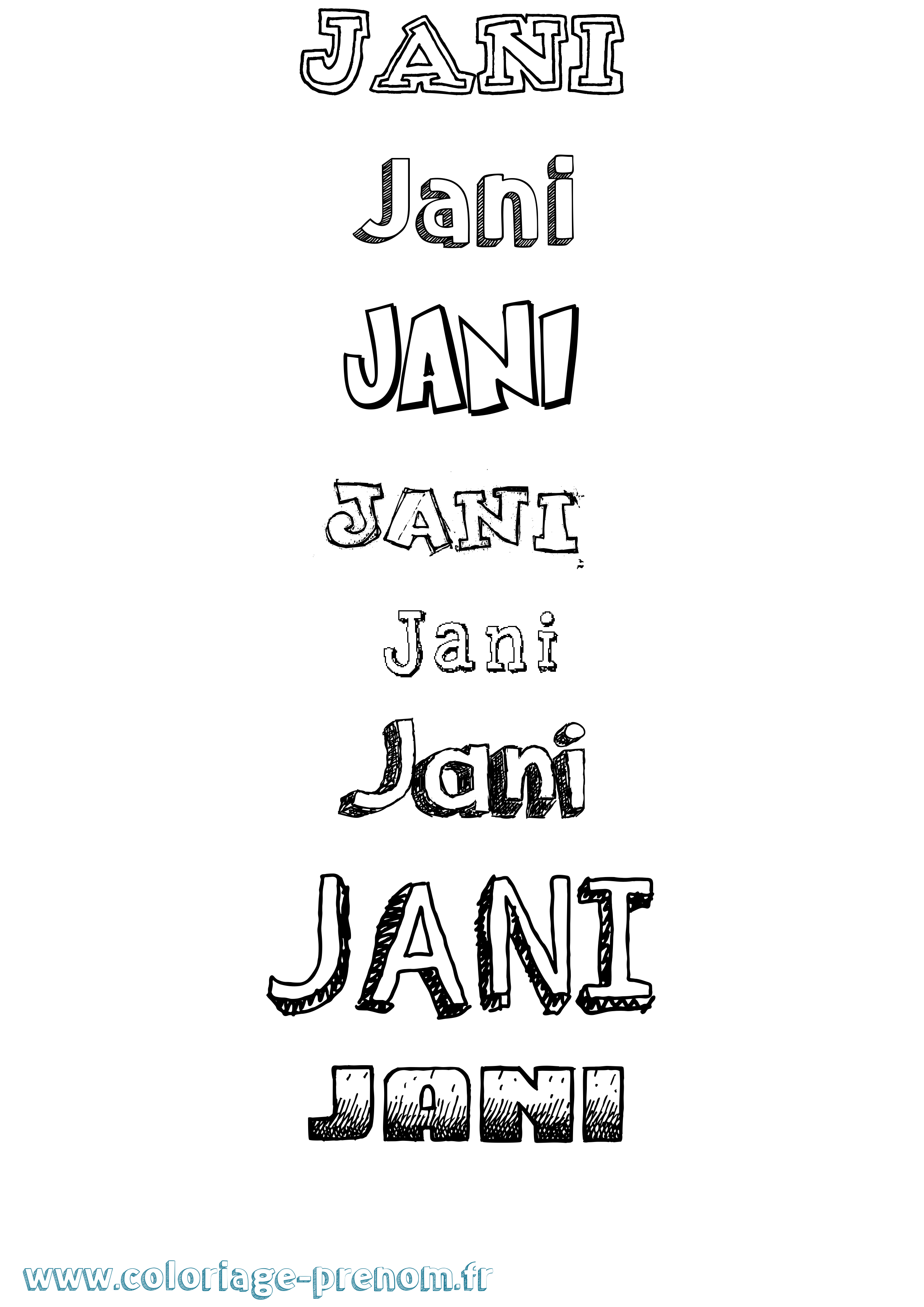 Coloriage prénom Jani Dessiné