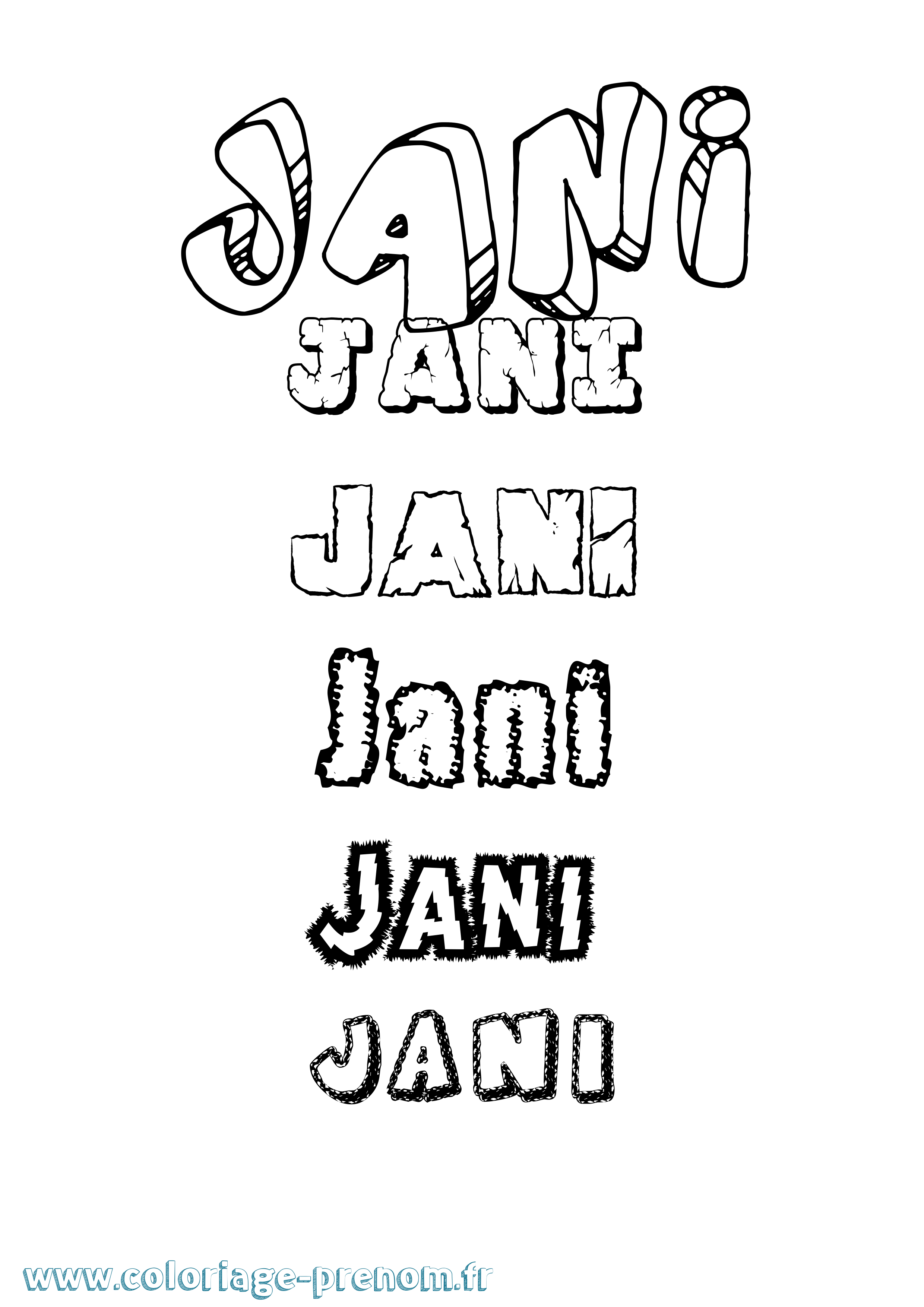 Coloriage prénom Jani Destructuré