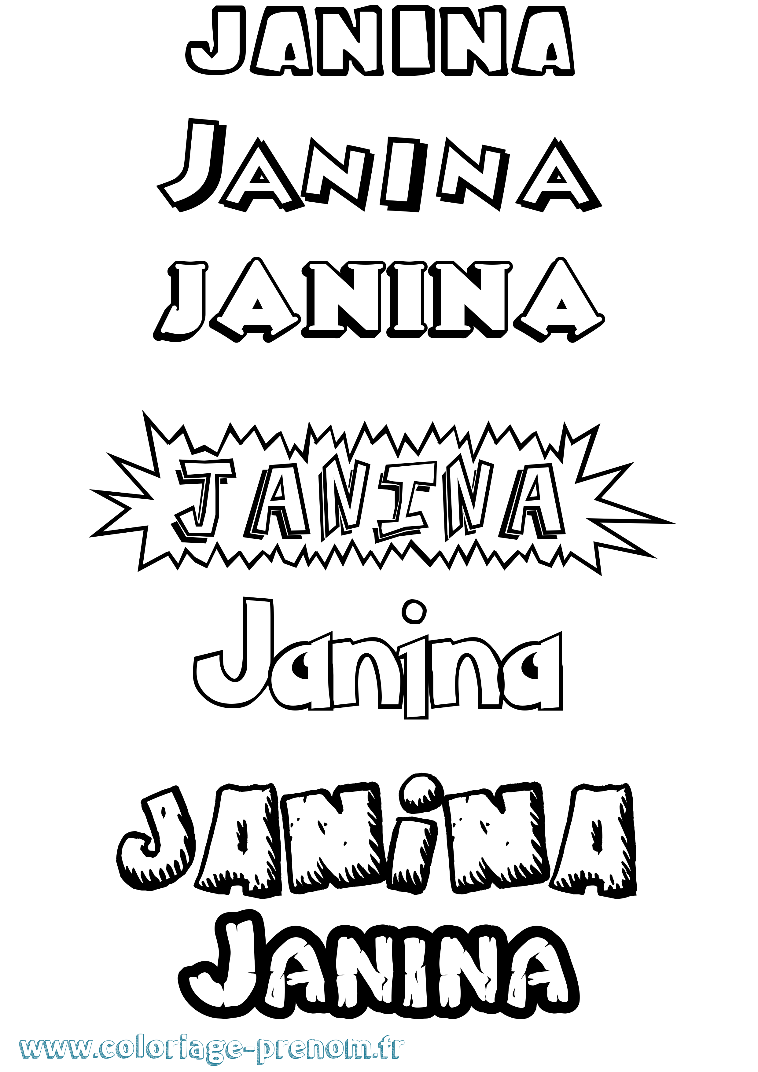Coloriage prénom Janina Dessin Animé