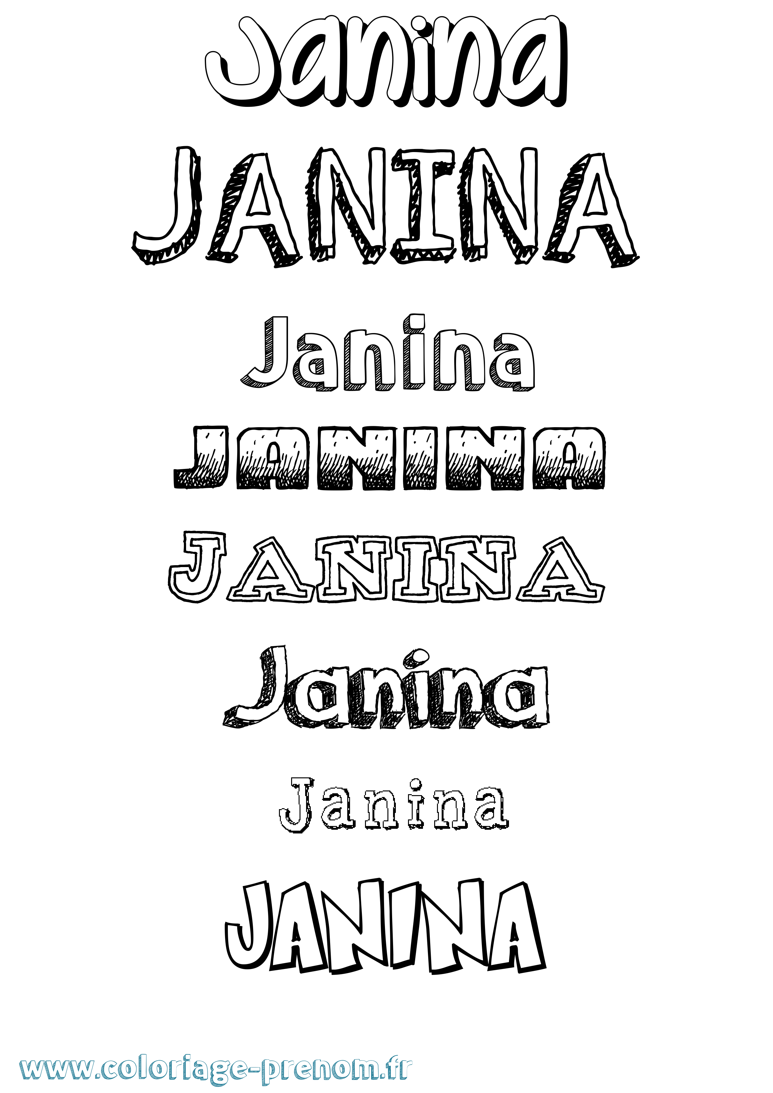 Coloriage Janina Dessiné Coloriage prénom Janina Dessiné