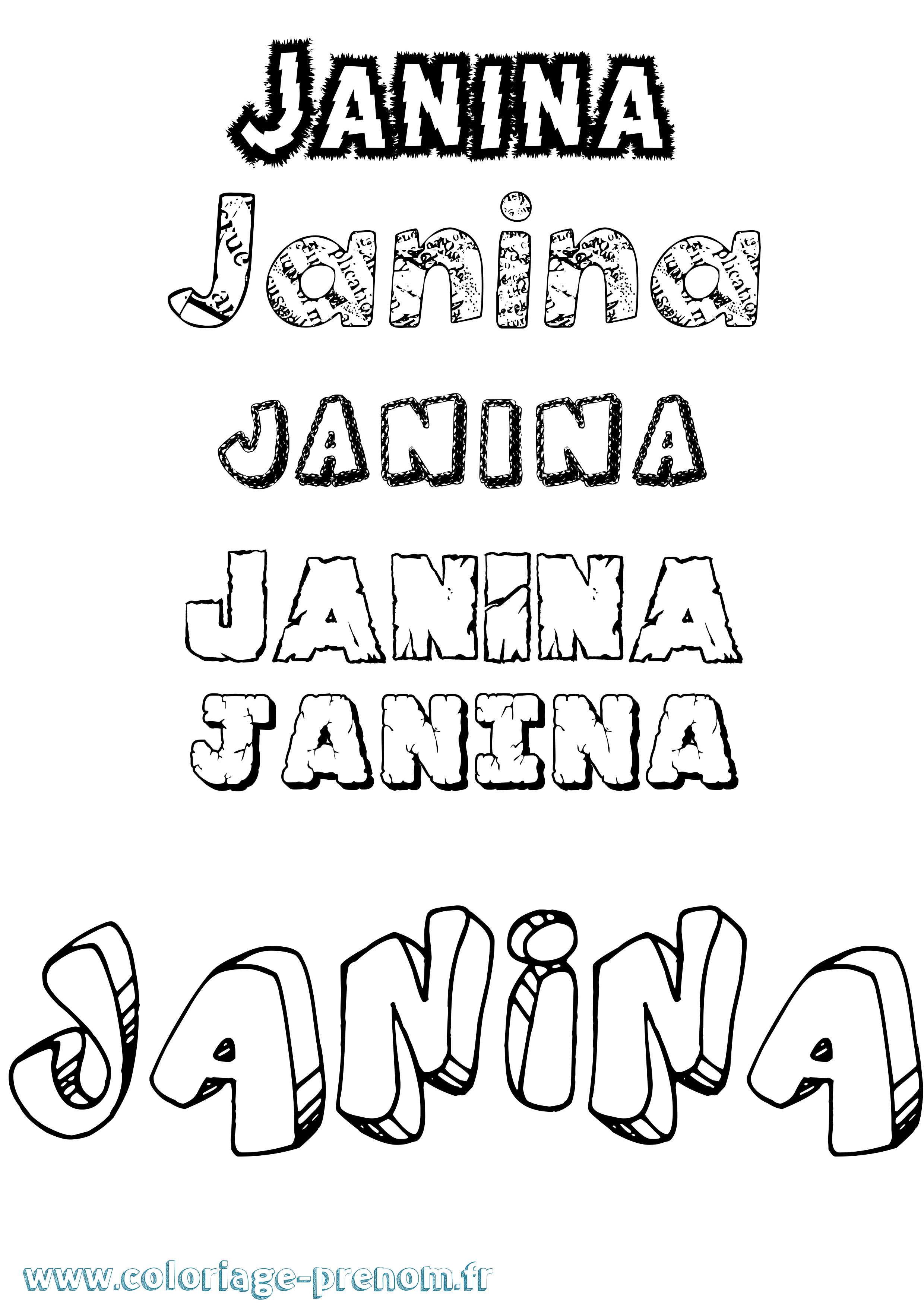 Coloriage prénom Janina Destructuré