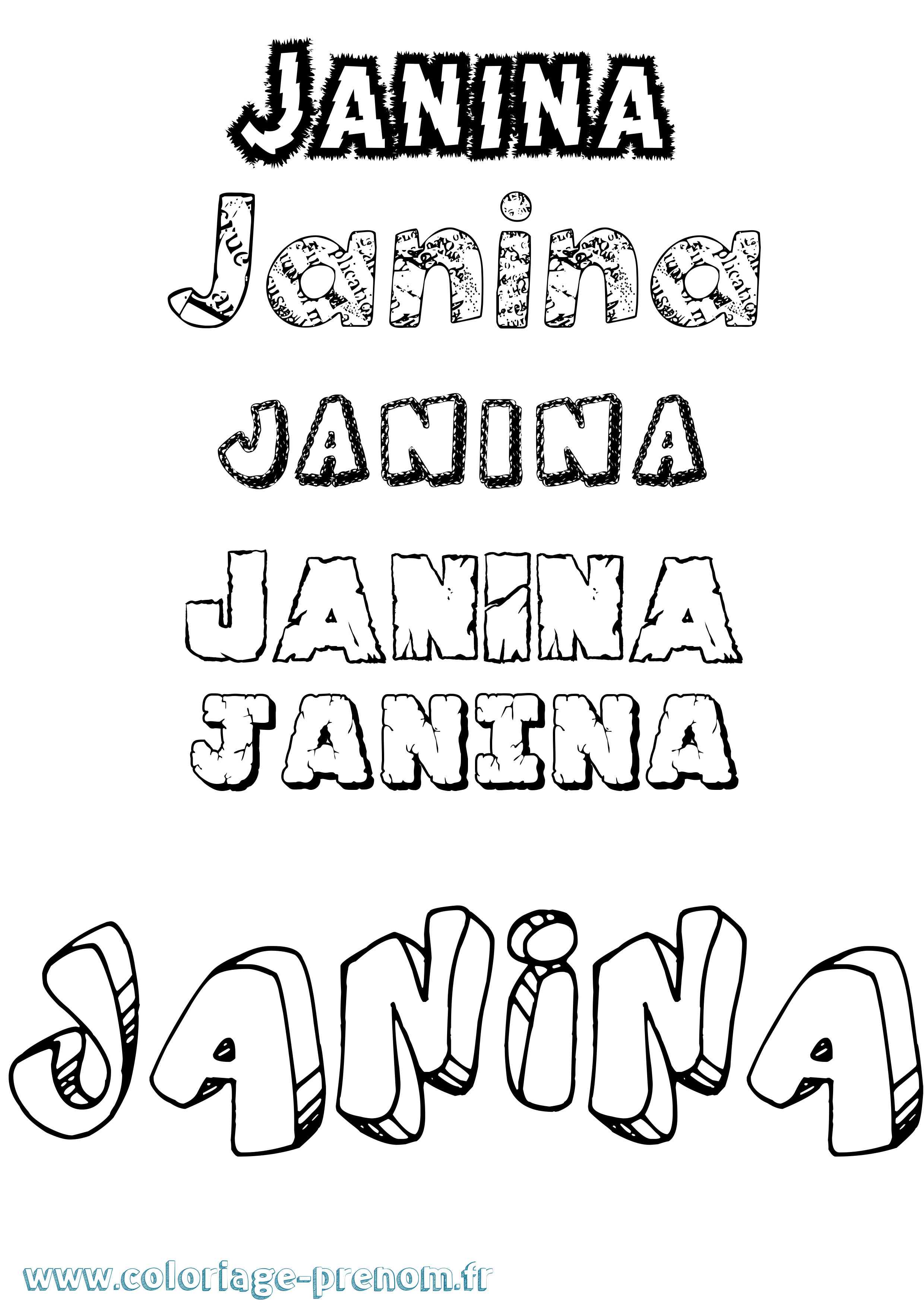 Coloriage Janina Destructuré Coloriage prénom Janina Destructuré