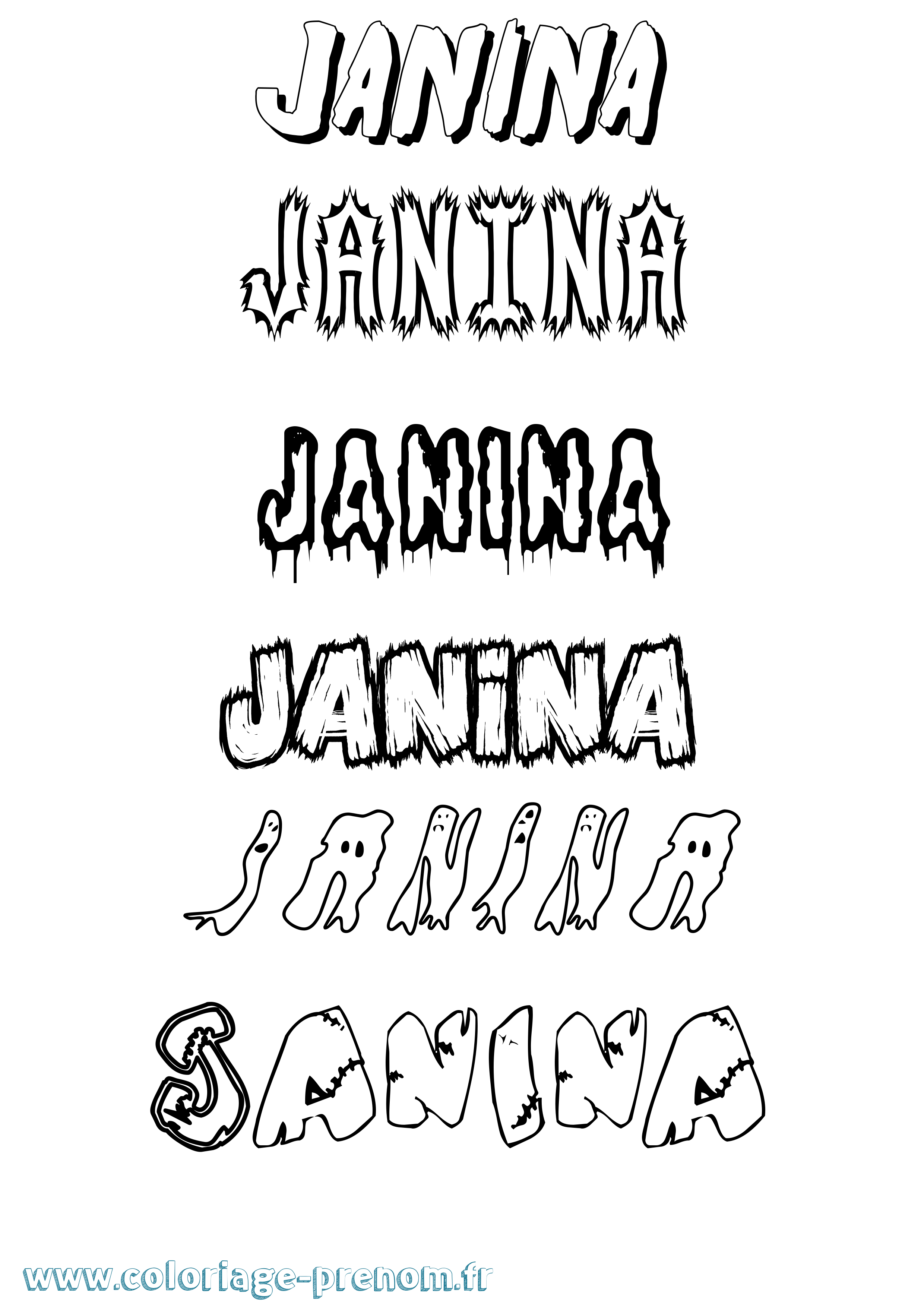 Coloriage Janina Frisson Coloriage prénom Janina Frisson