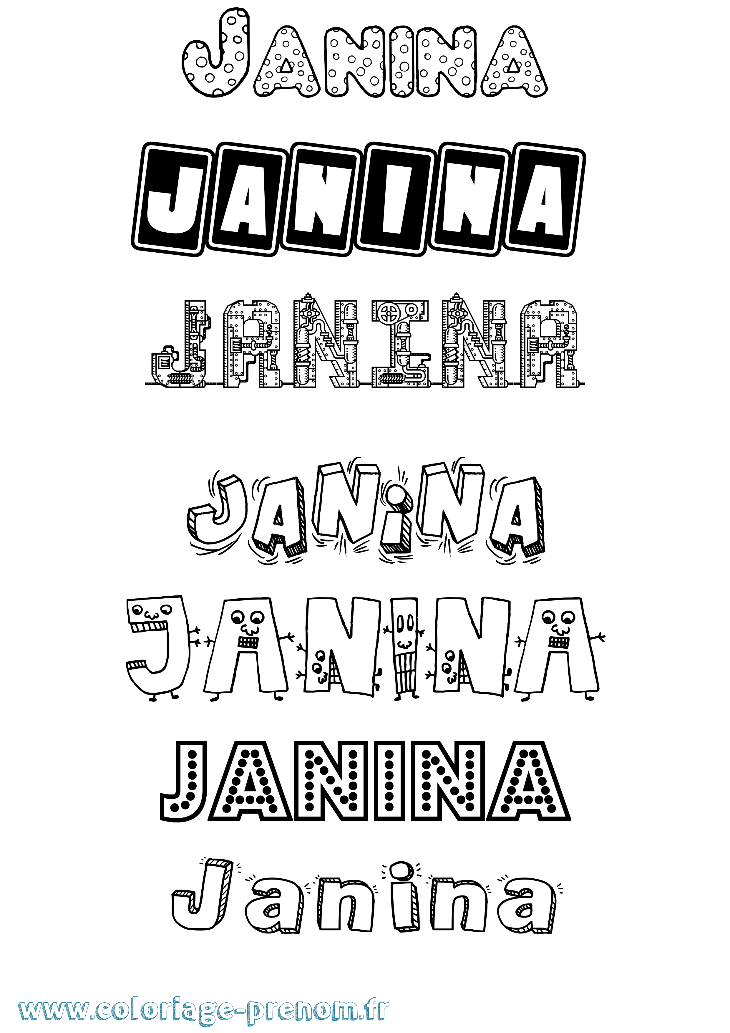 Coloriage Janina Fun Coloriage prénom Janina Fun