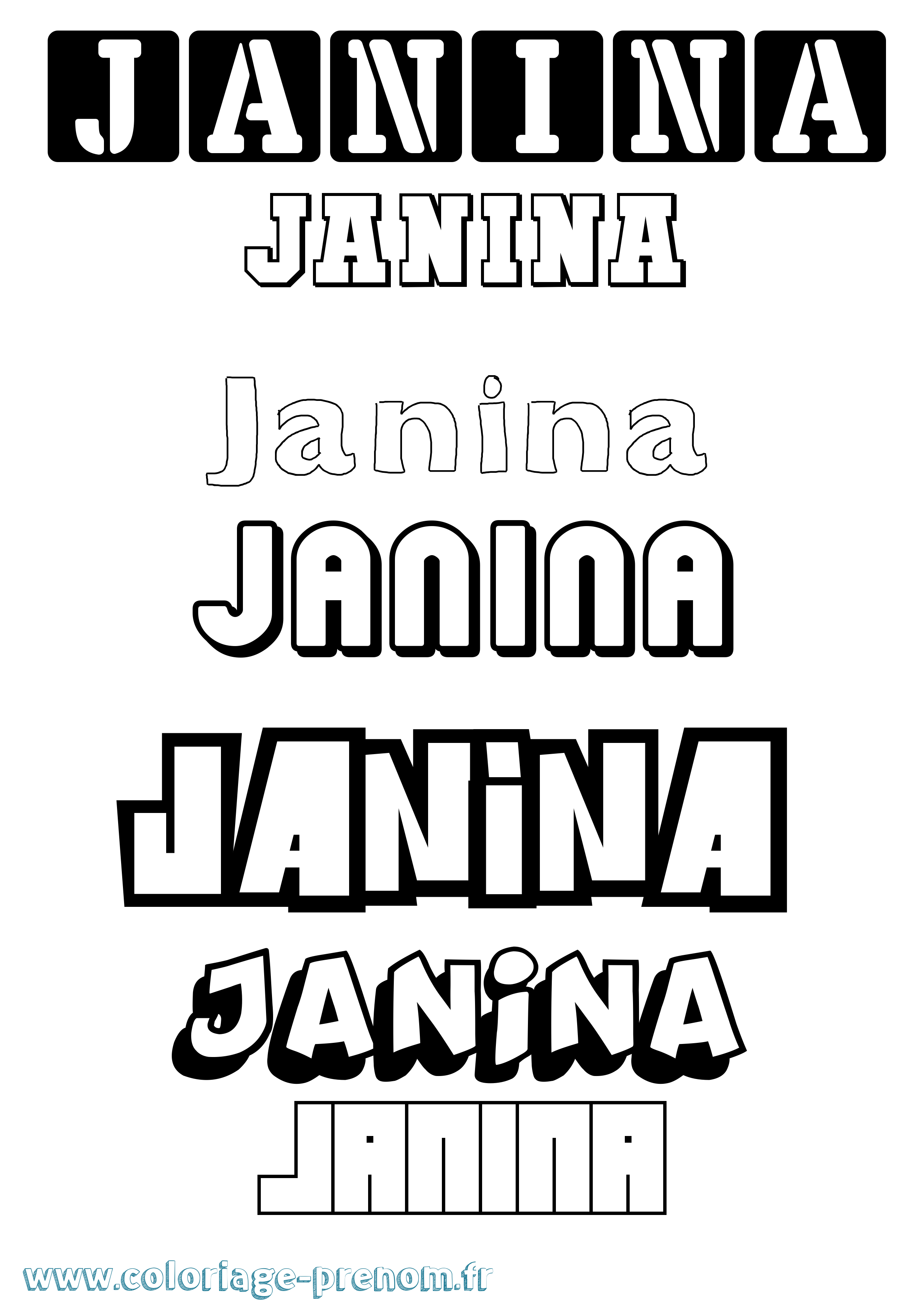 Coloriage prénom Janina Simple