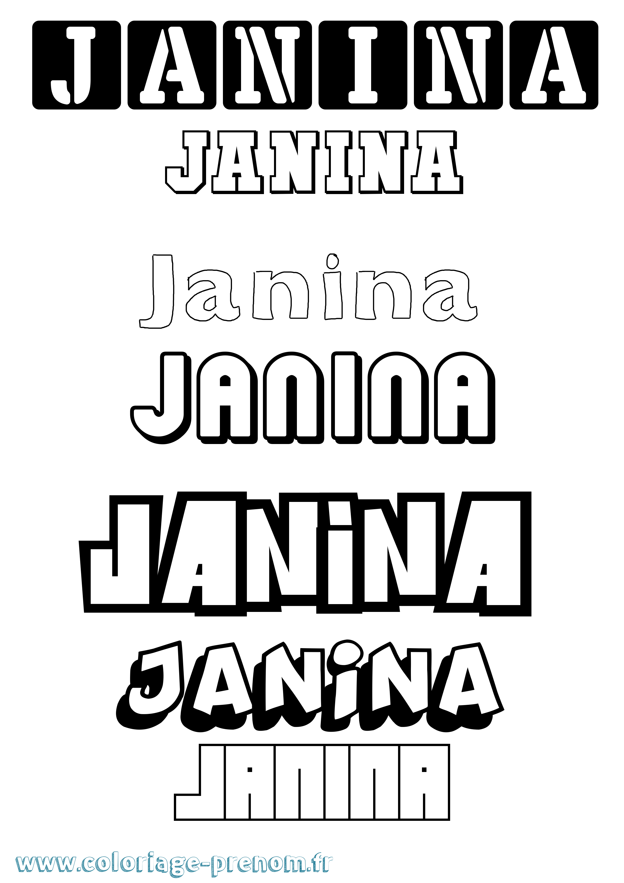 Coloriage Janina Simple Coloriage prénom Janina Simple