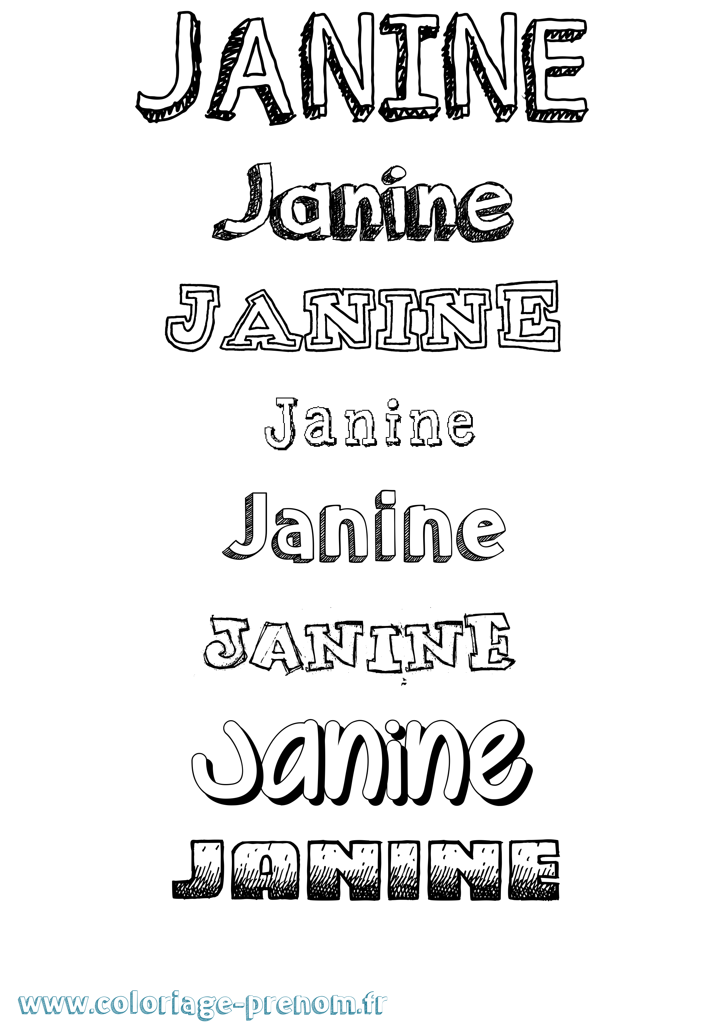 Coloriage prénom Janine Dessiné