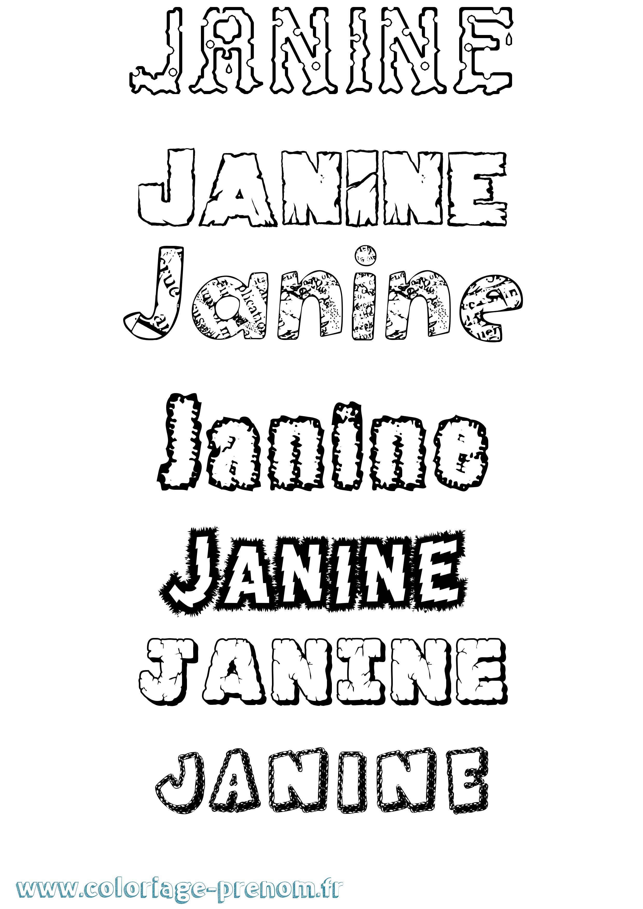 Coloriage prénom Janine Destructuré
