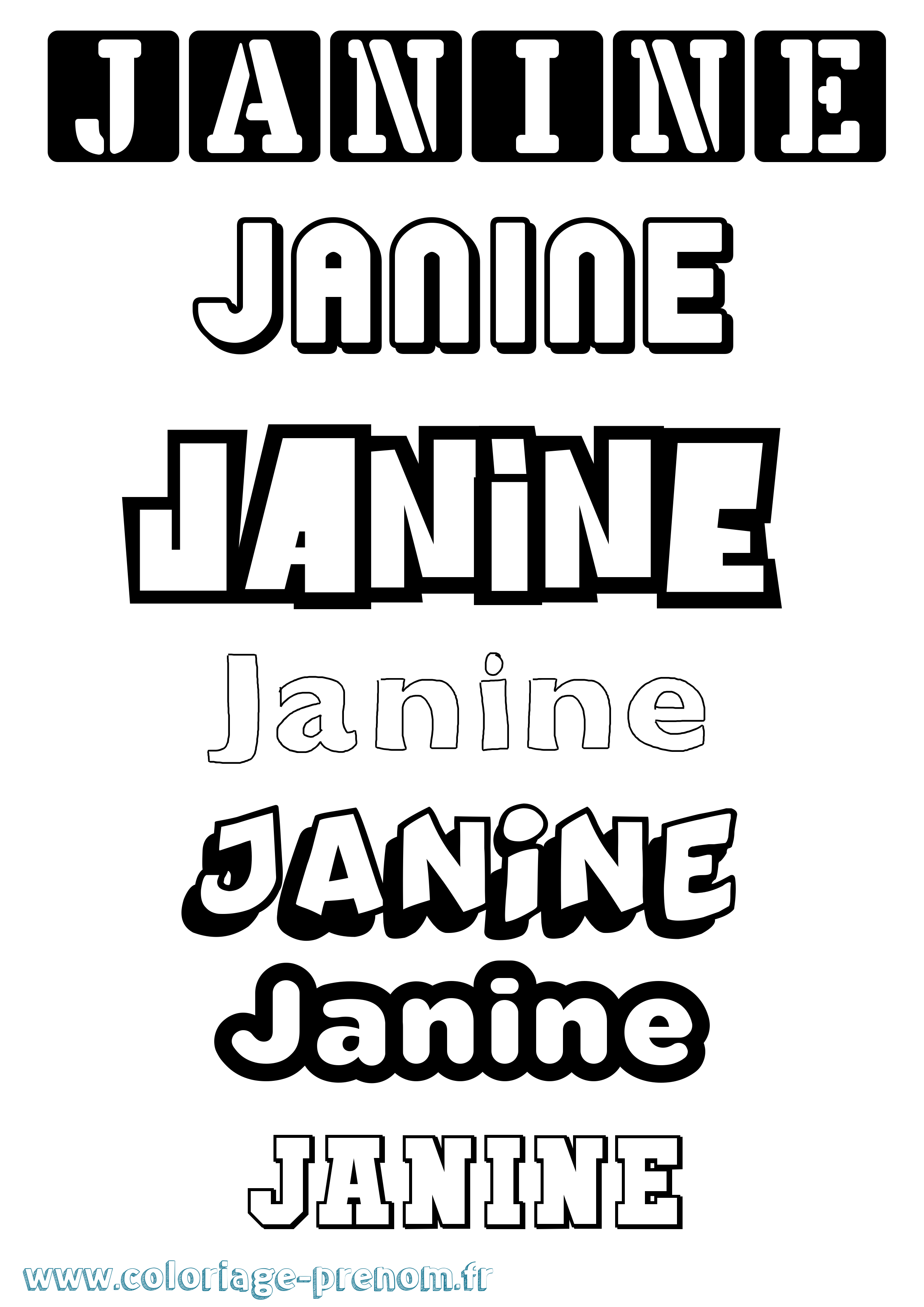 Coloriage prénom Janine Simple