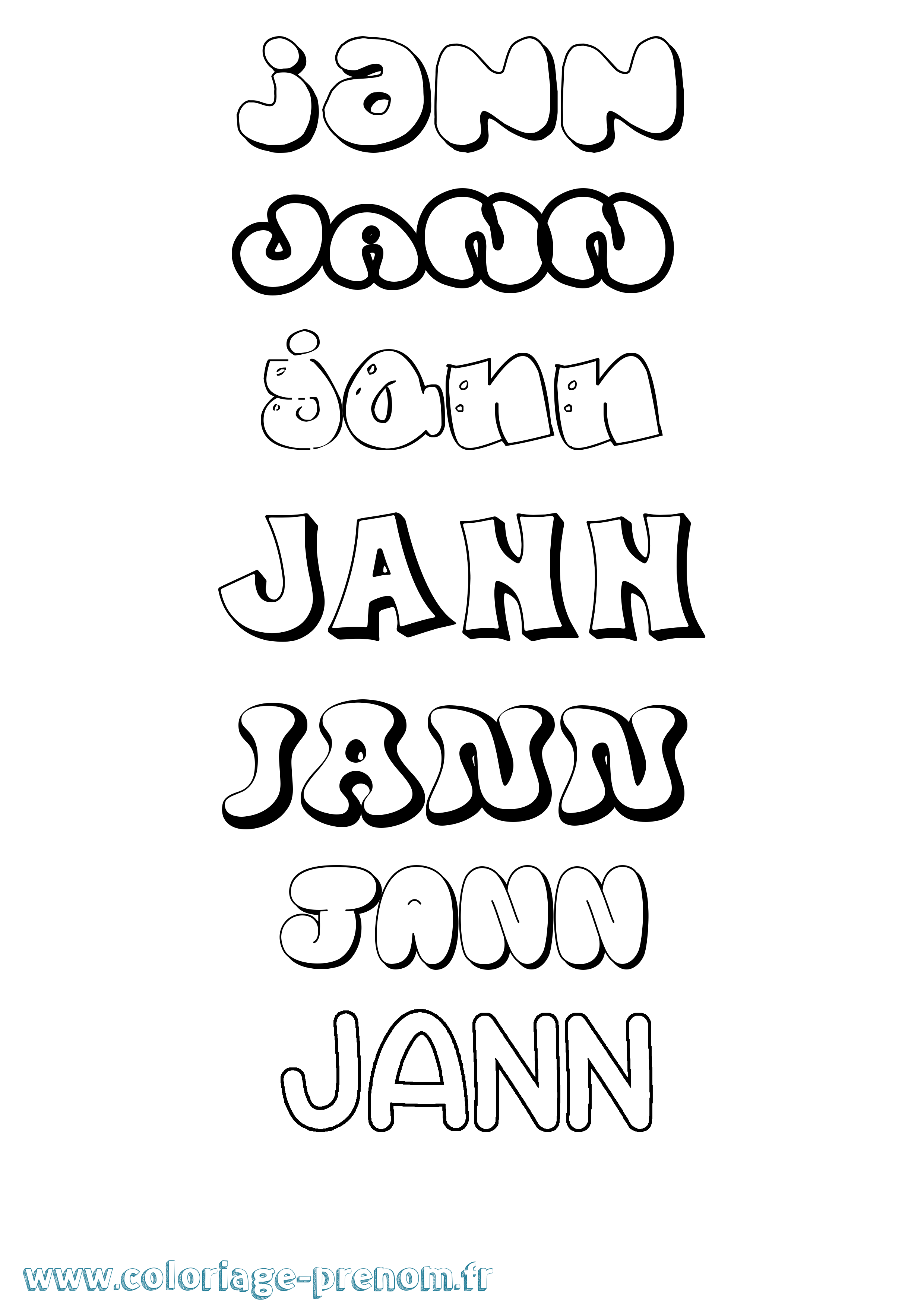 Coloriage prénom Jann Bubble