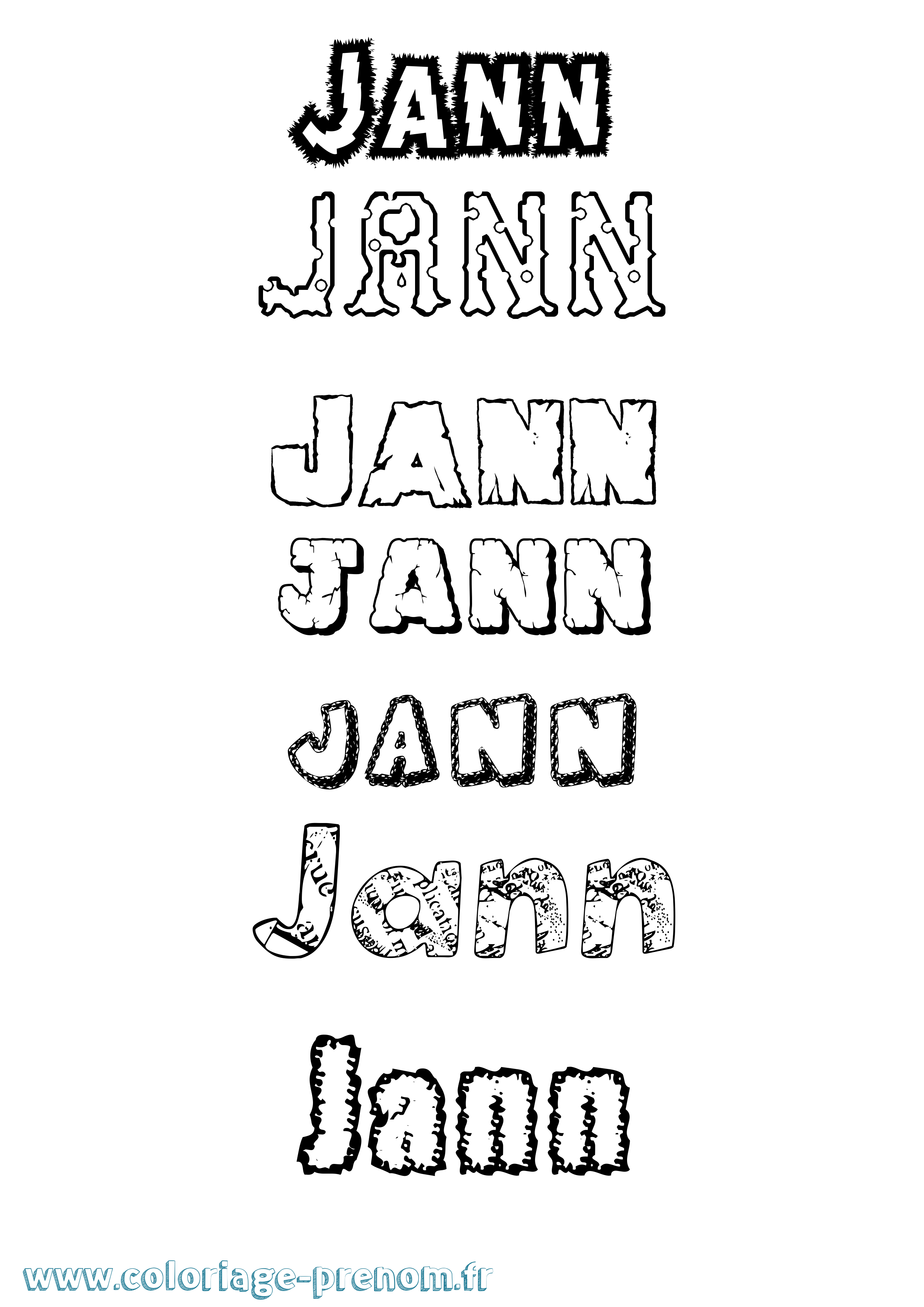 Coloriage prénom Jann Destructuré