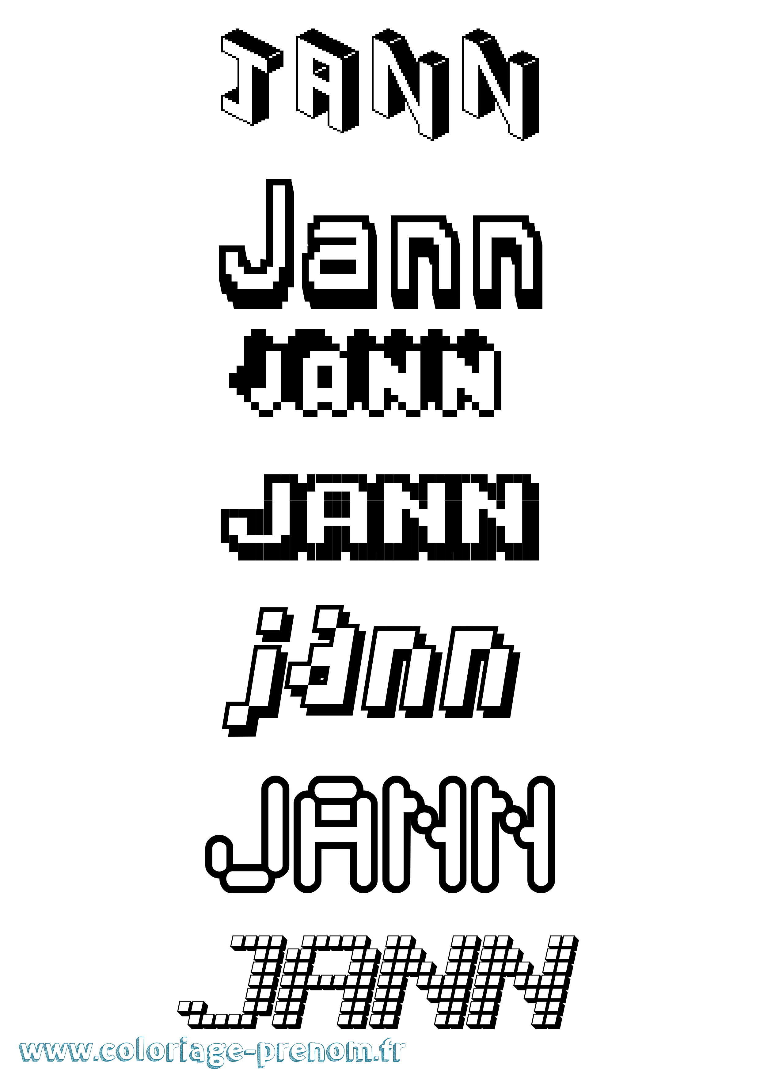 Coloriage prénom Jann Pixel